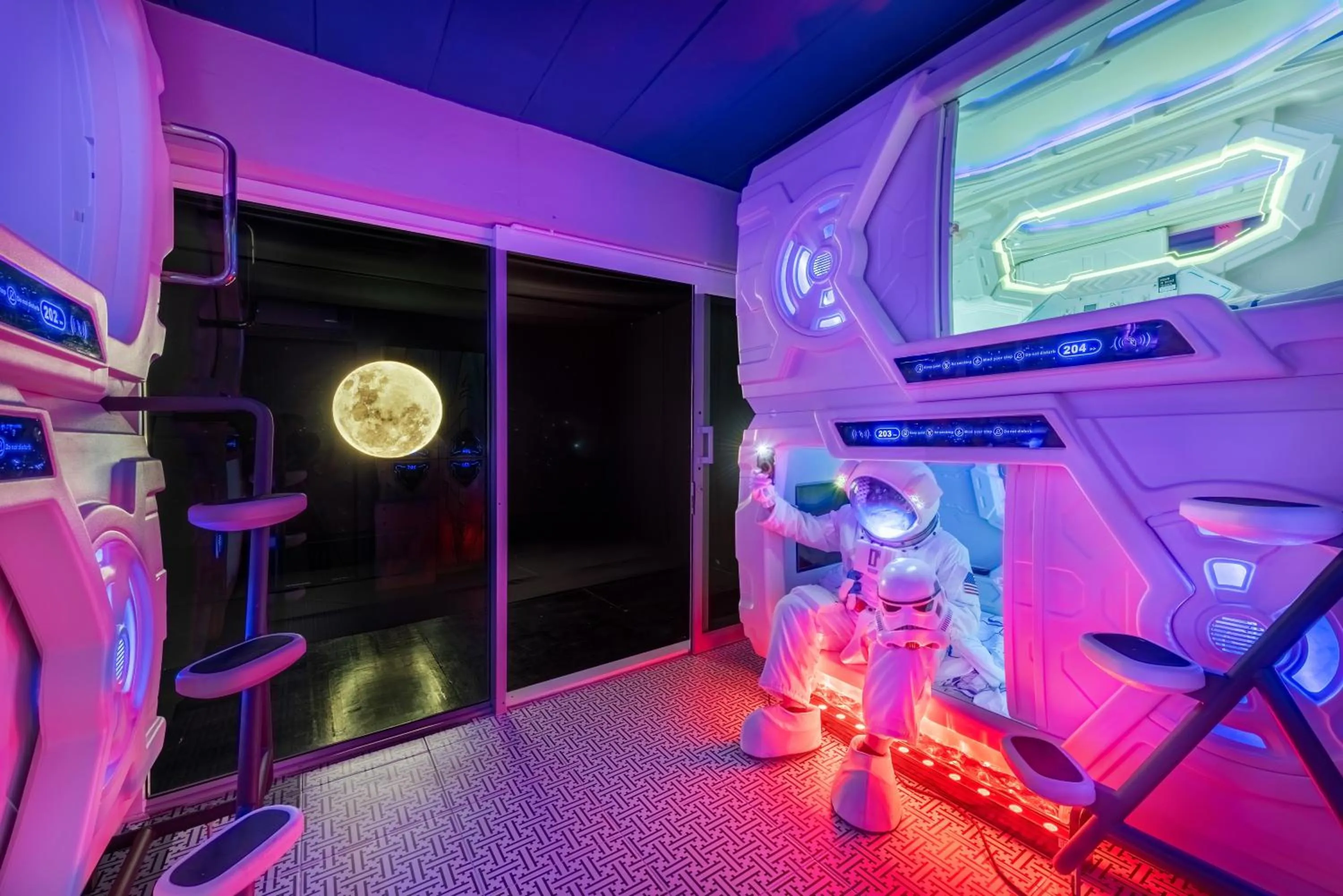 Bed in Space Station Hostel