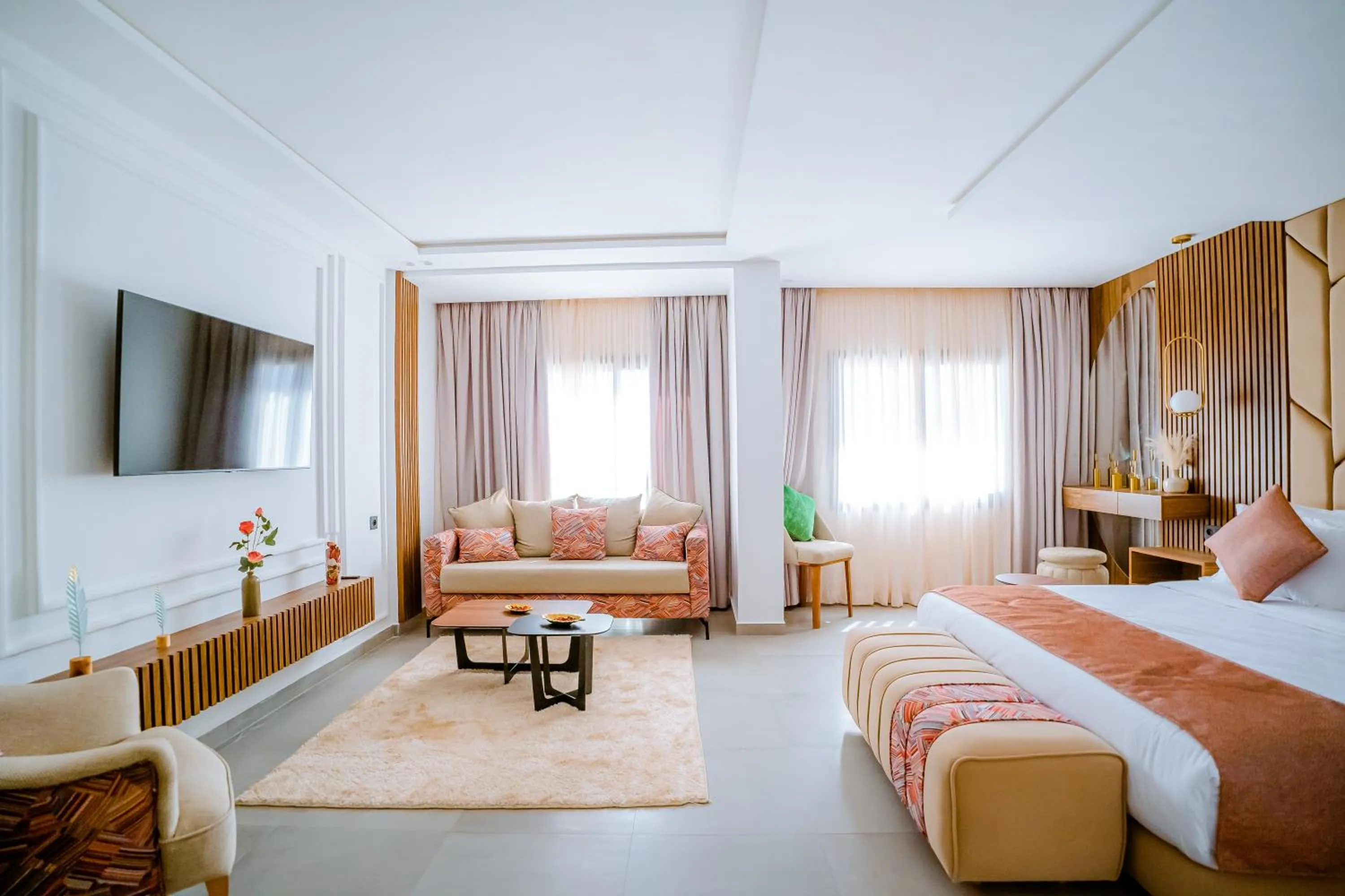 Communal lounge/ TV room, Bed in TIMAZIN HOTEL DAKHLA
