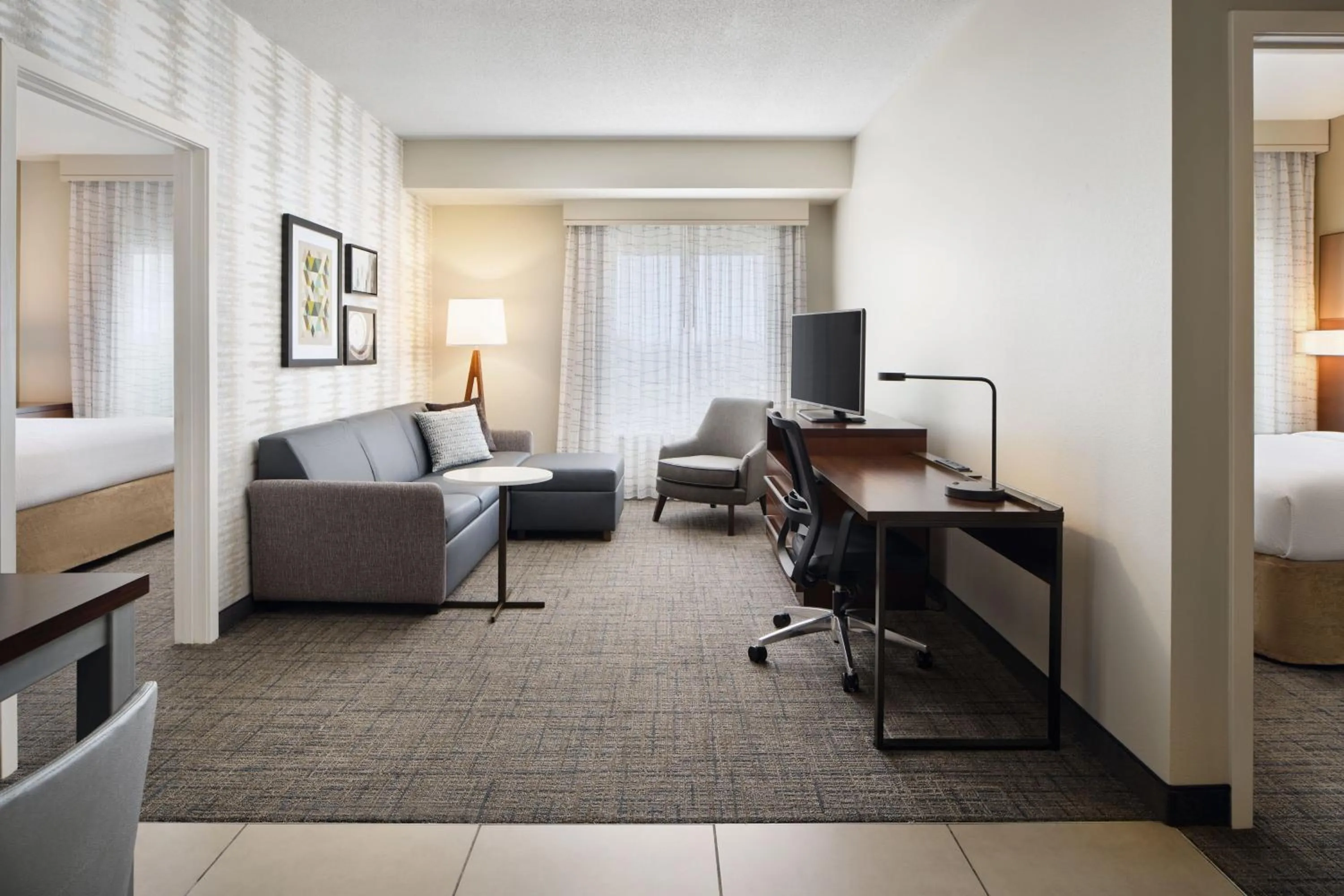 Living room, Bed in Residence Inn by Marriott Fort Myers at I-75 and Gulf Coast Town Center