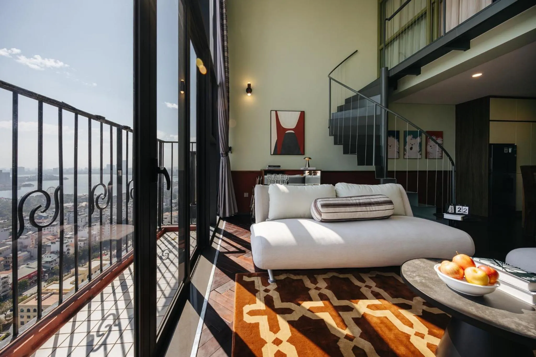 Bed in PentStudio Duplex Apartment