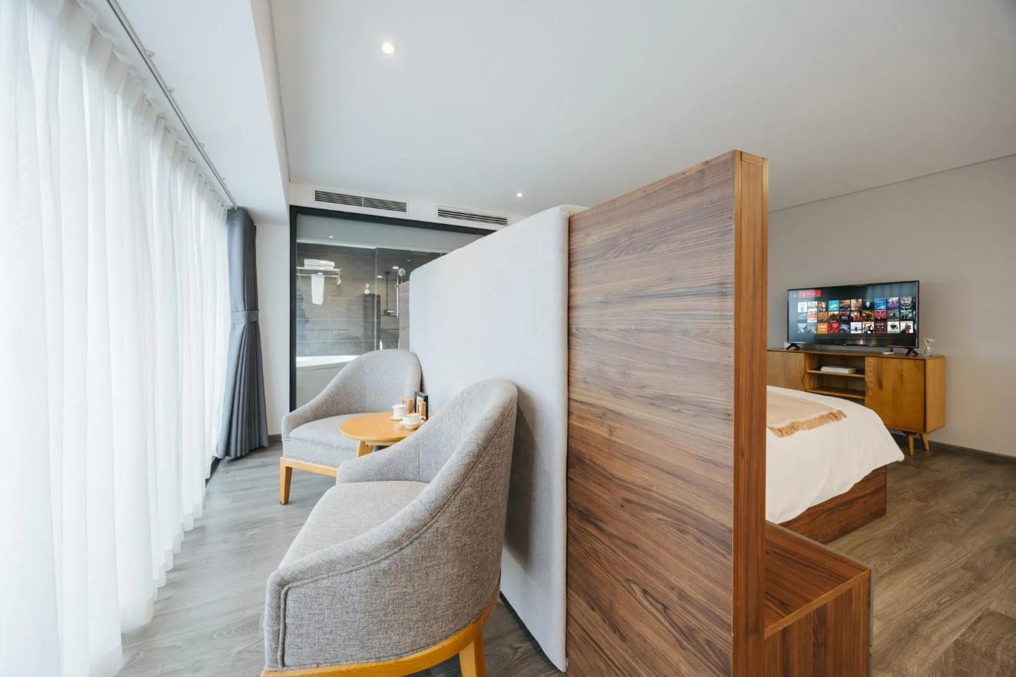 View (from property/room), Bed in PentStudio Duplex Apartment