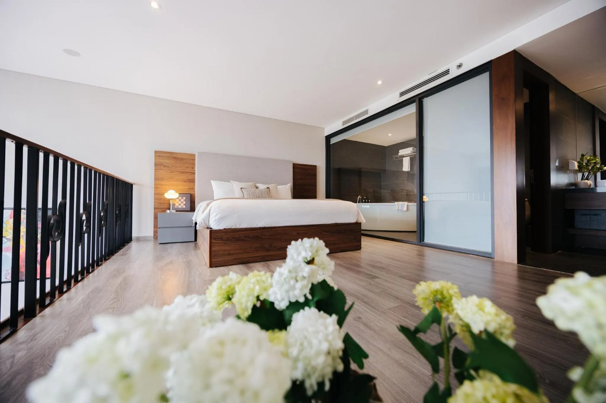 Bed in PentStudio Duplex Apartment