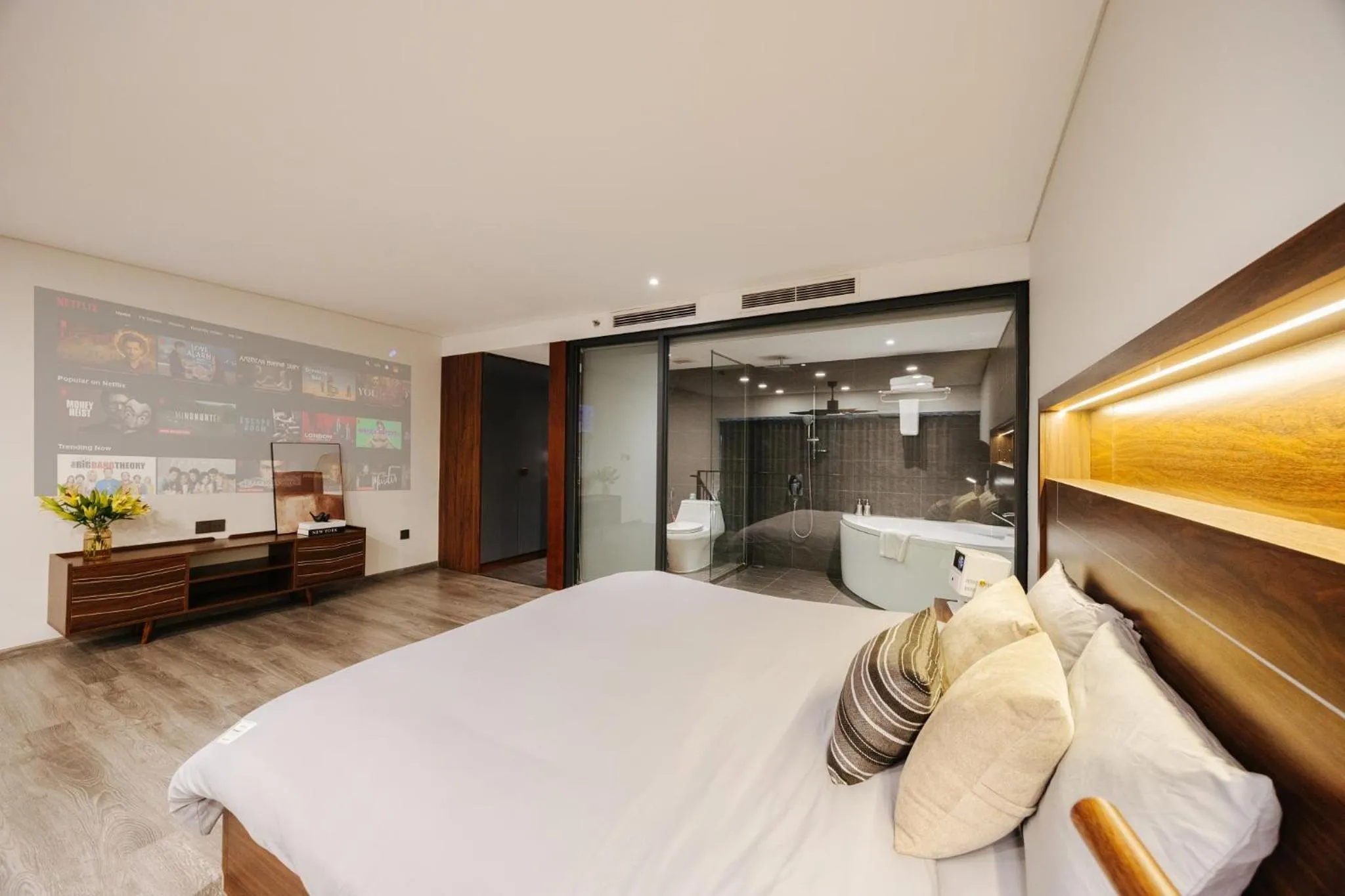 Bed in PentStudio Duplex Apartment