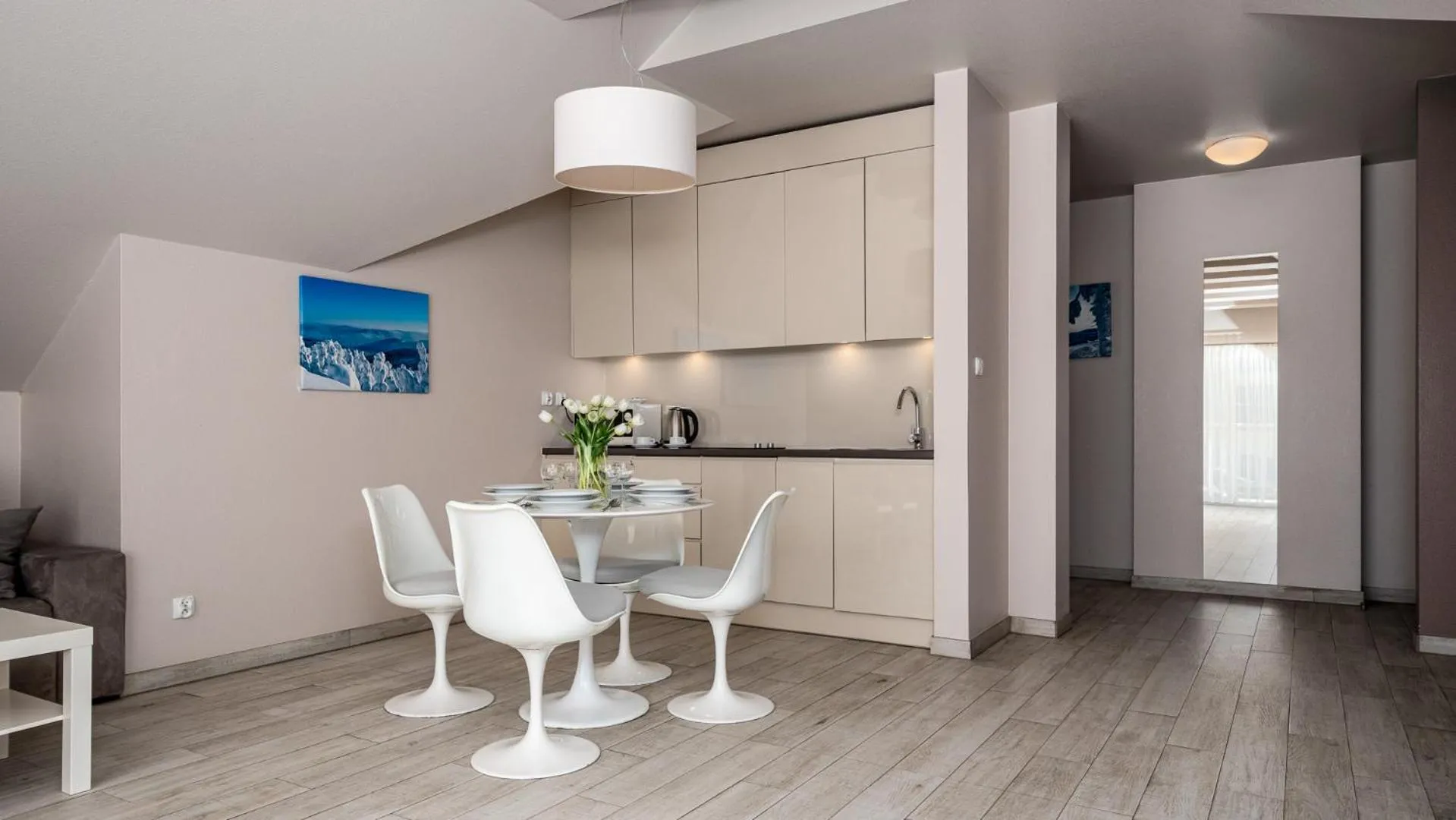 Kitchen or kitchenette in Aparthotel Panorama - Czarna Góra Resort, Sun & Snow