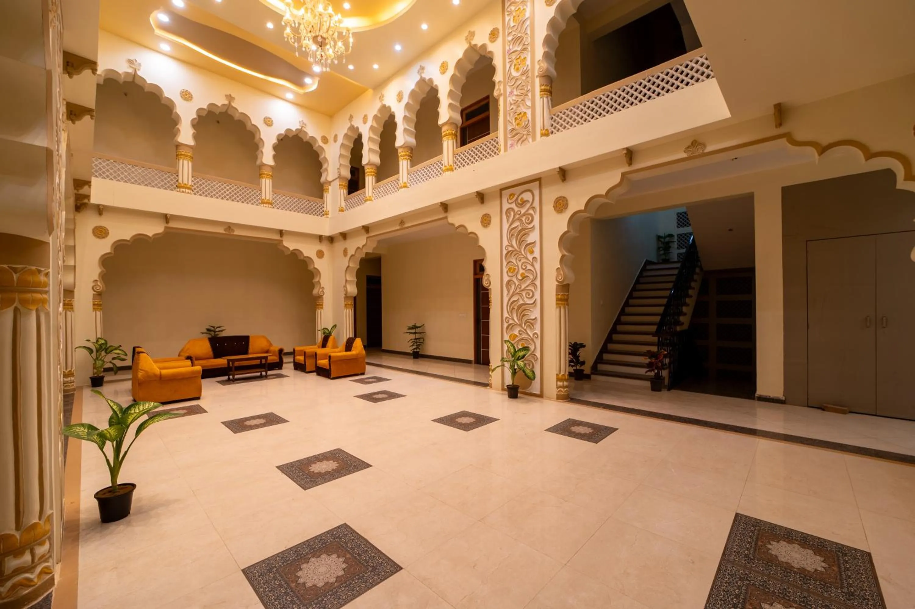 Seating area in Joy Bagh Resort Pushkar