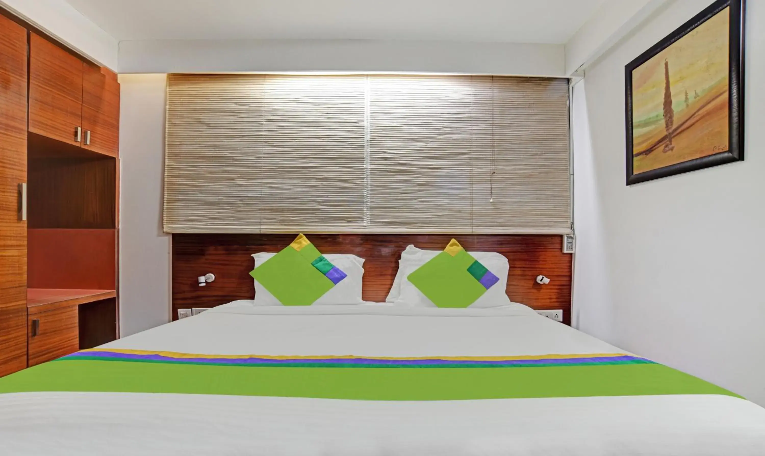 Bedroom, Bed in Treebo Trend Cherry Tree Bedroom, Bed in Treebo Trend Cherry Tree
