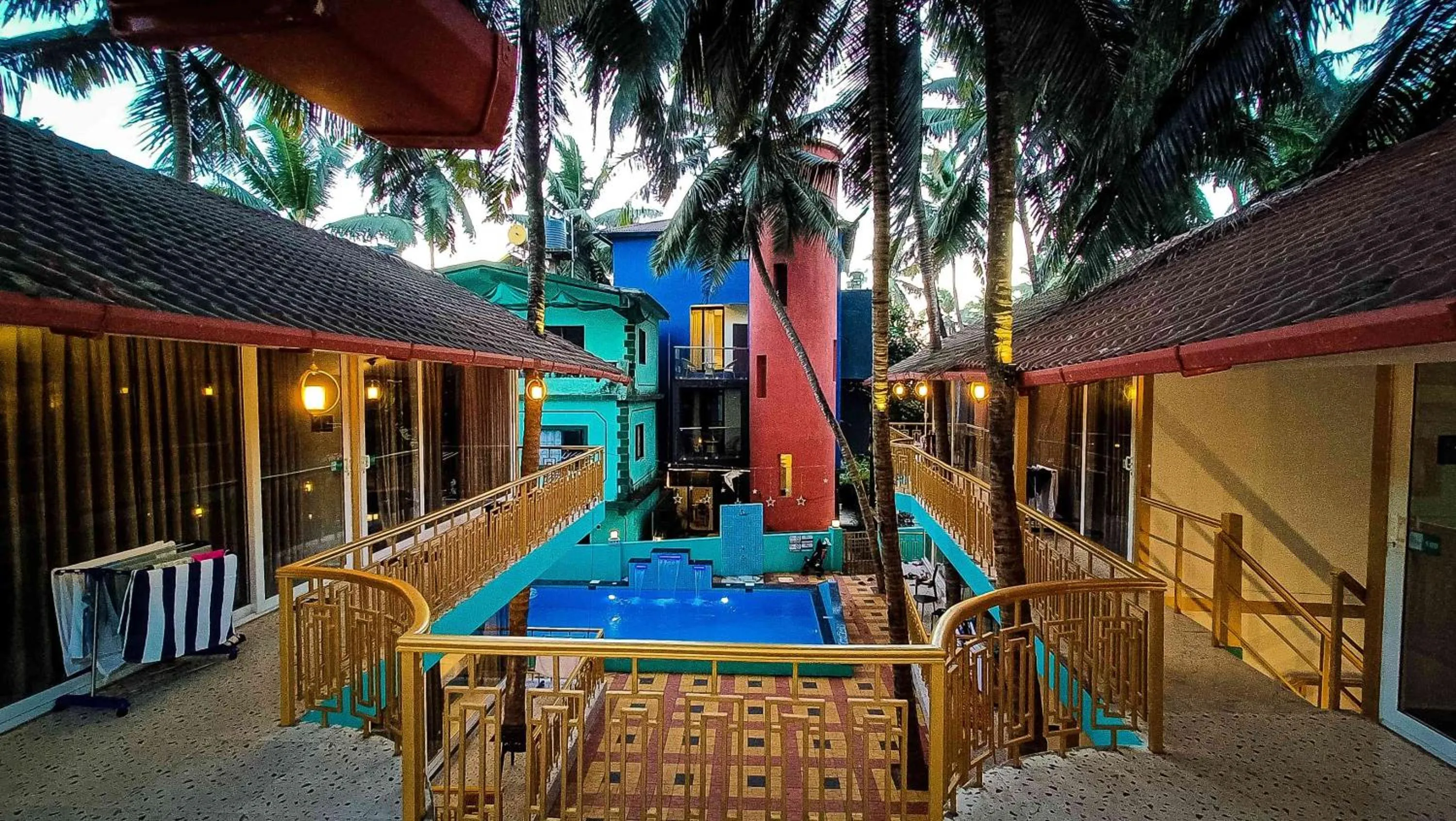 Pool view in 36 Yard Beach Cottages