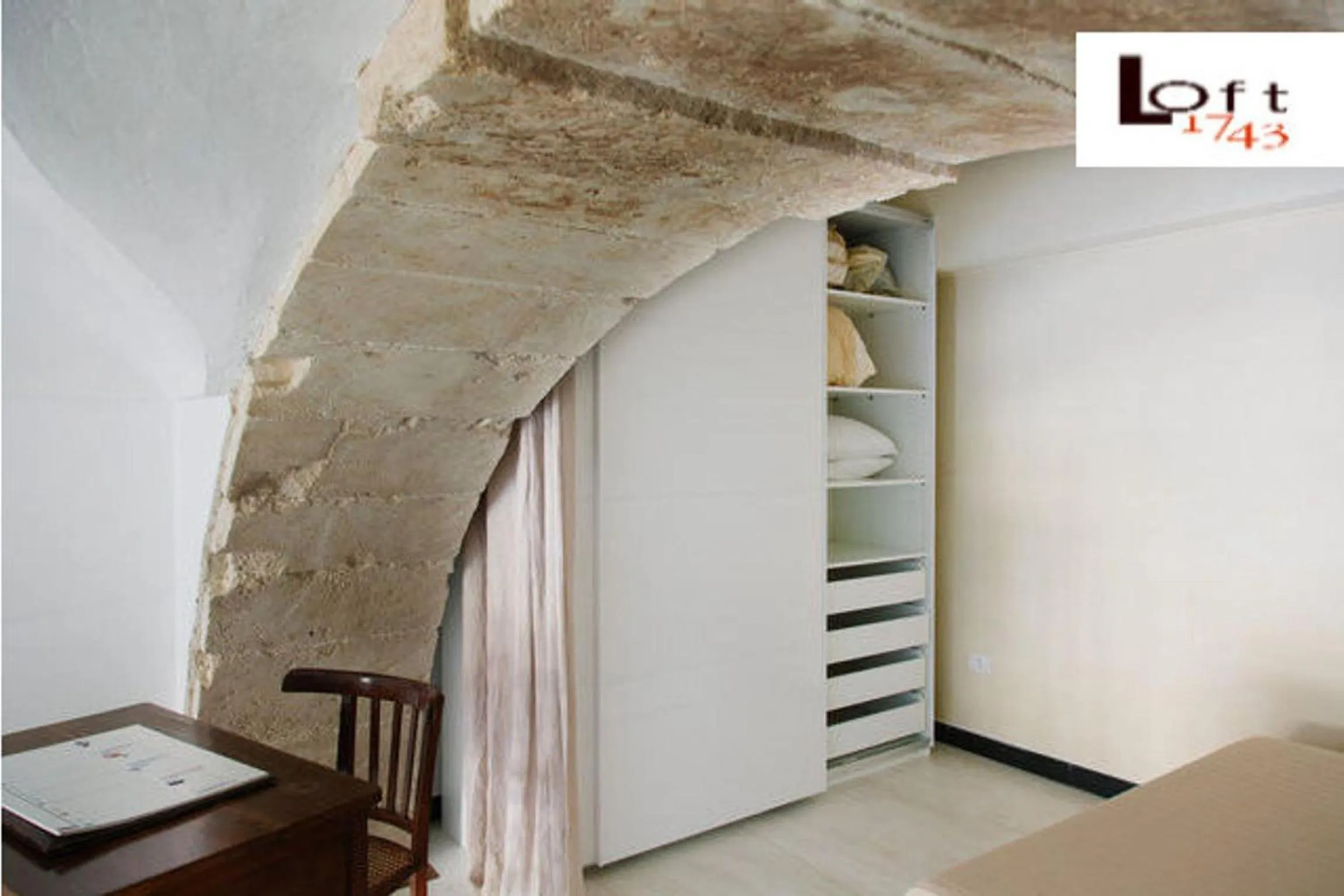 Bedroom, Bed in 1743 Loft