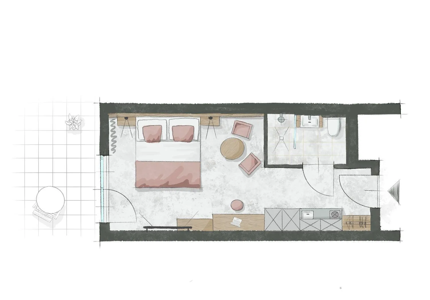 Floor plan, Bed in Hotel Novapart stay smart