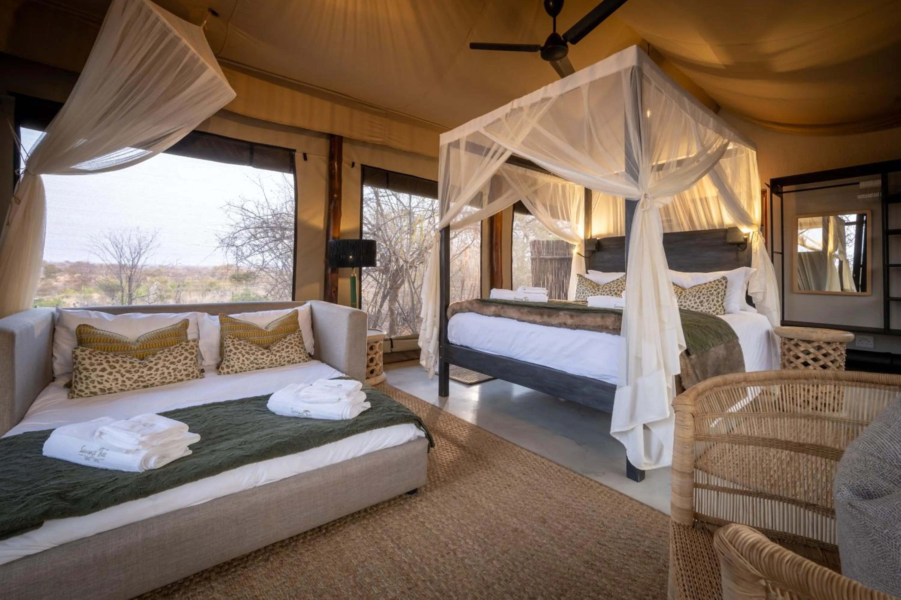 Bed in Sausage Tree Safari Camp