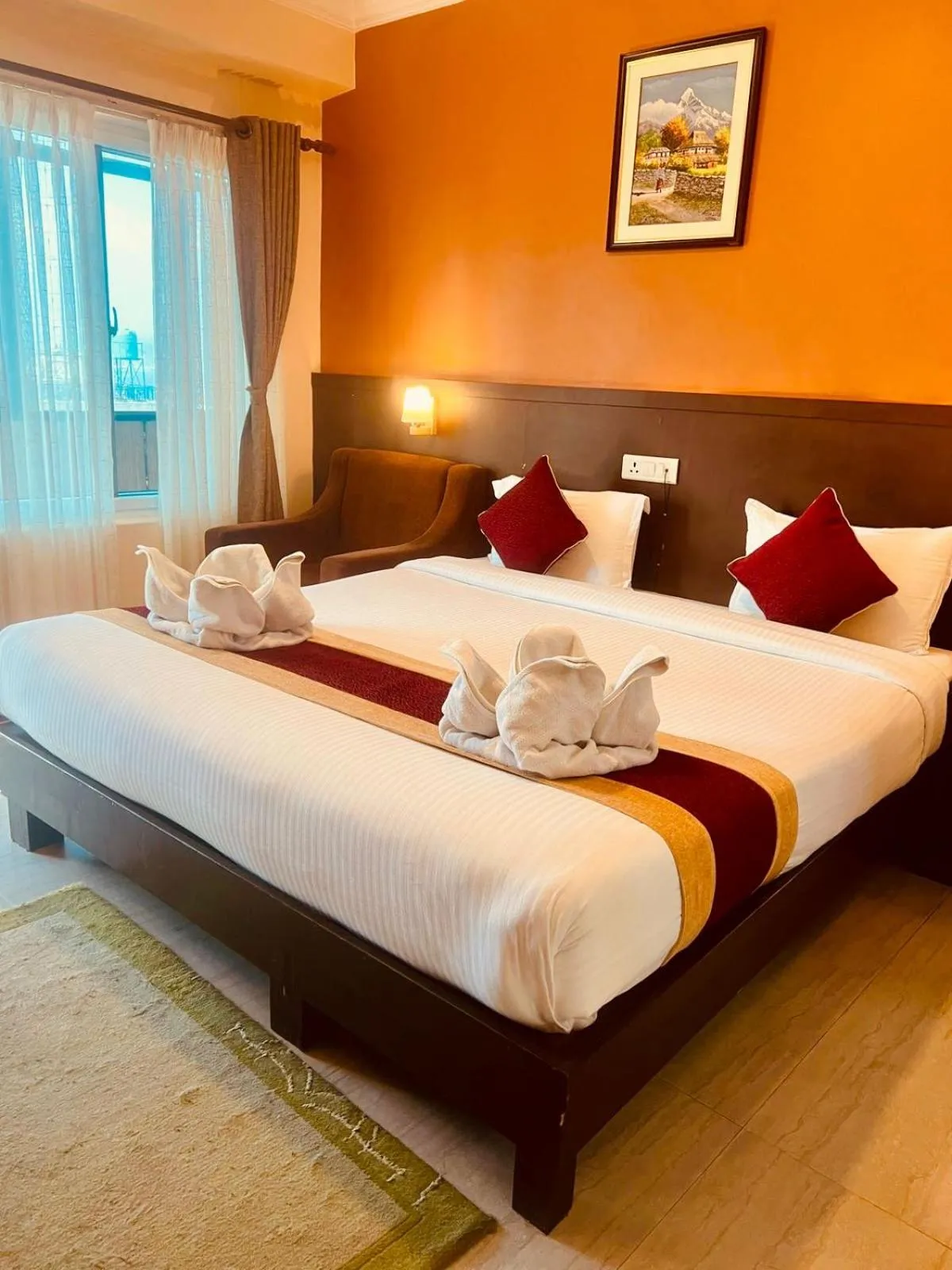 Bed in Hotel Eco Tree Pokhara