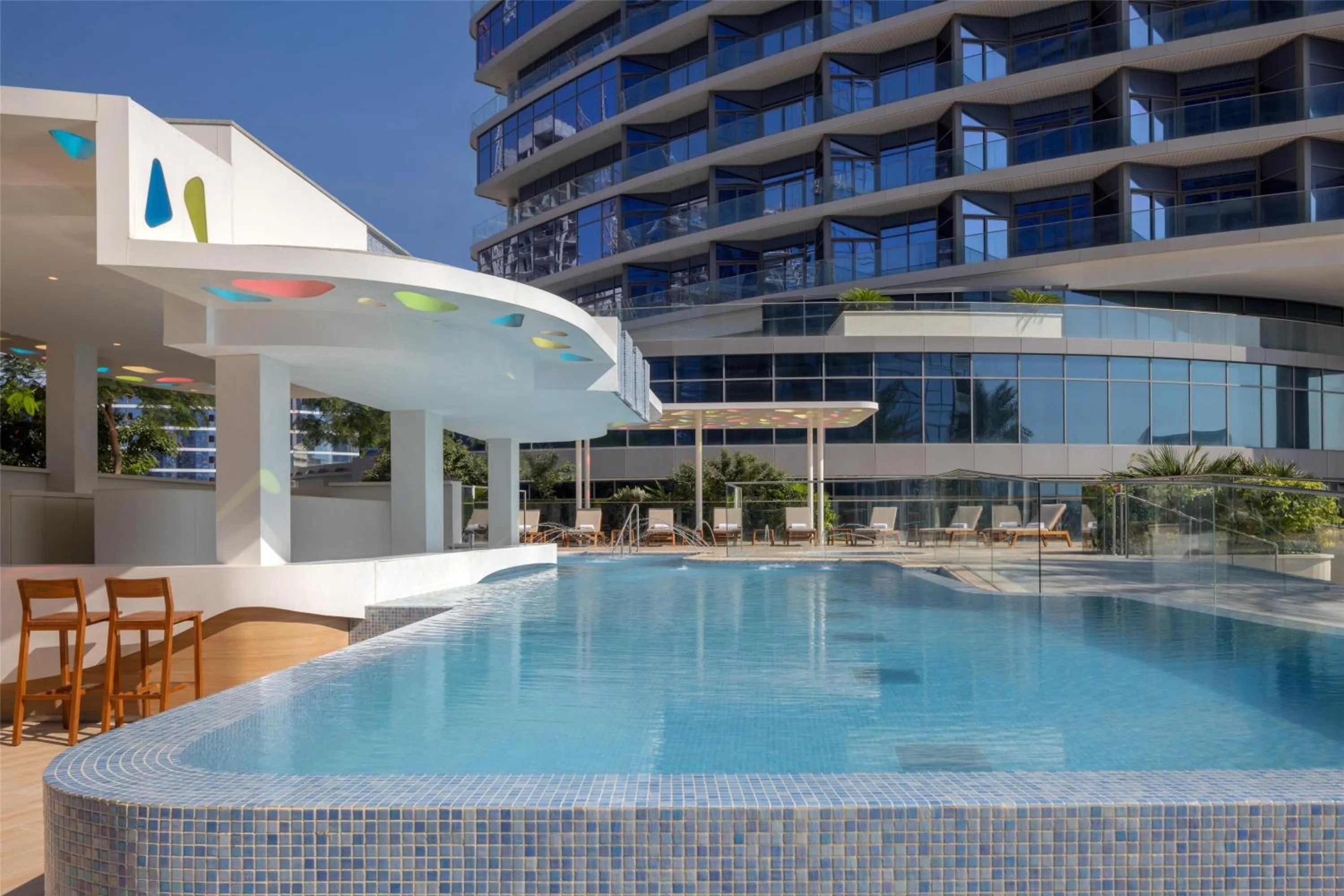 Pool view in Hilton Dubai Creek Hotel & Residences