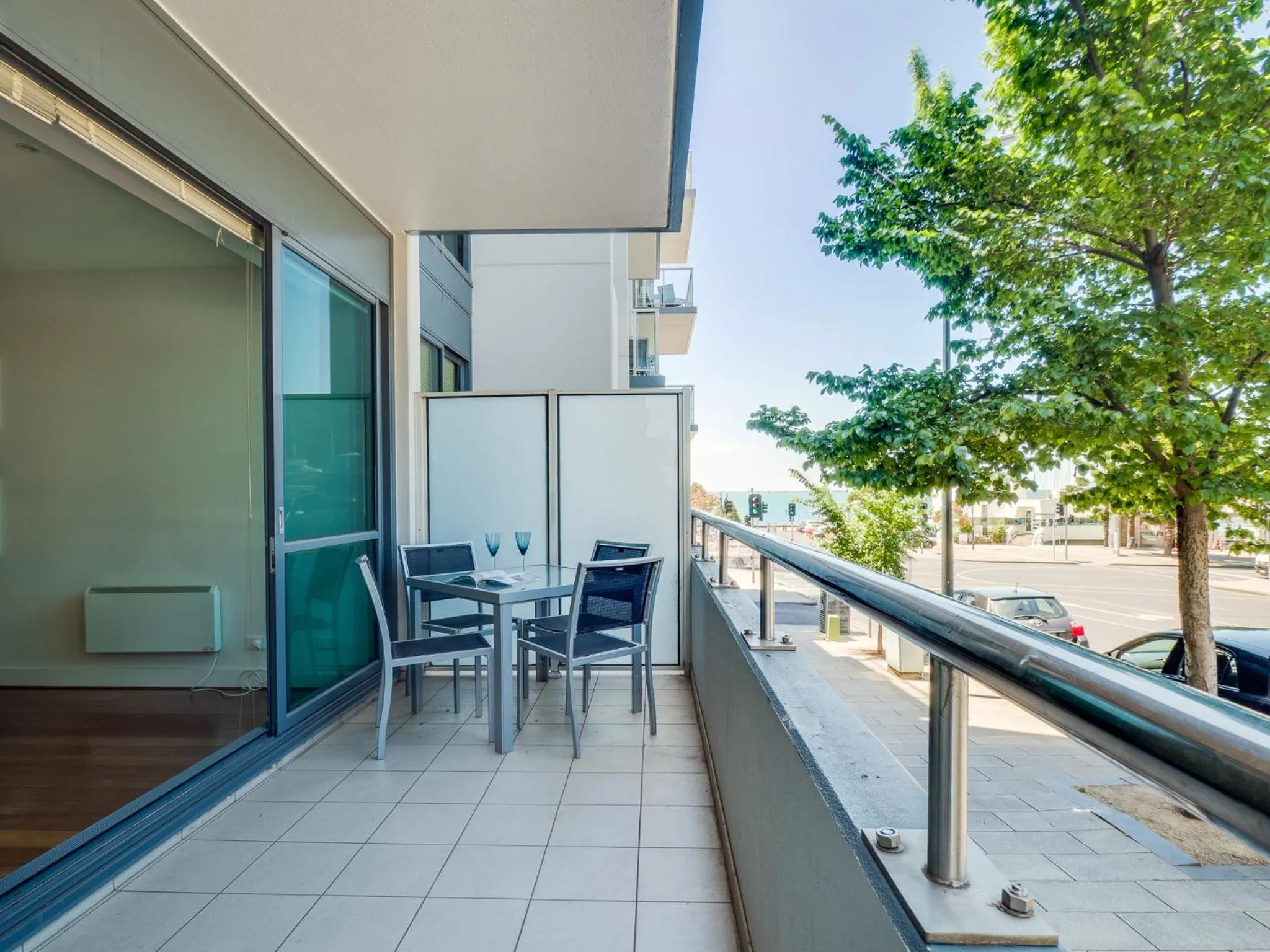 Balcony/Terrace in Waterfront (Yarra St) by Gold Star Stays