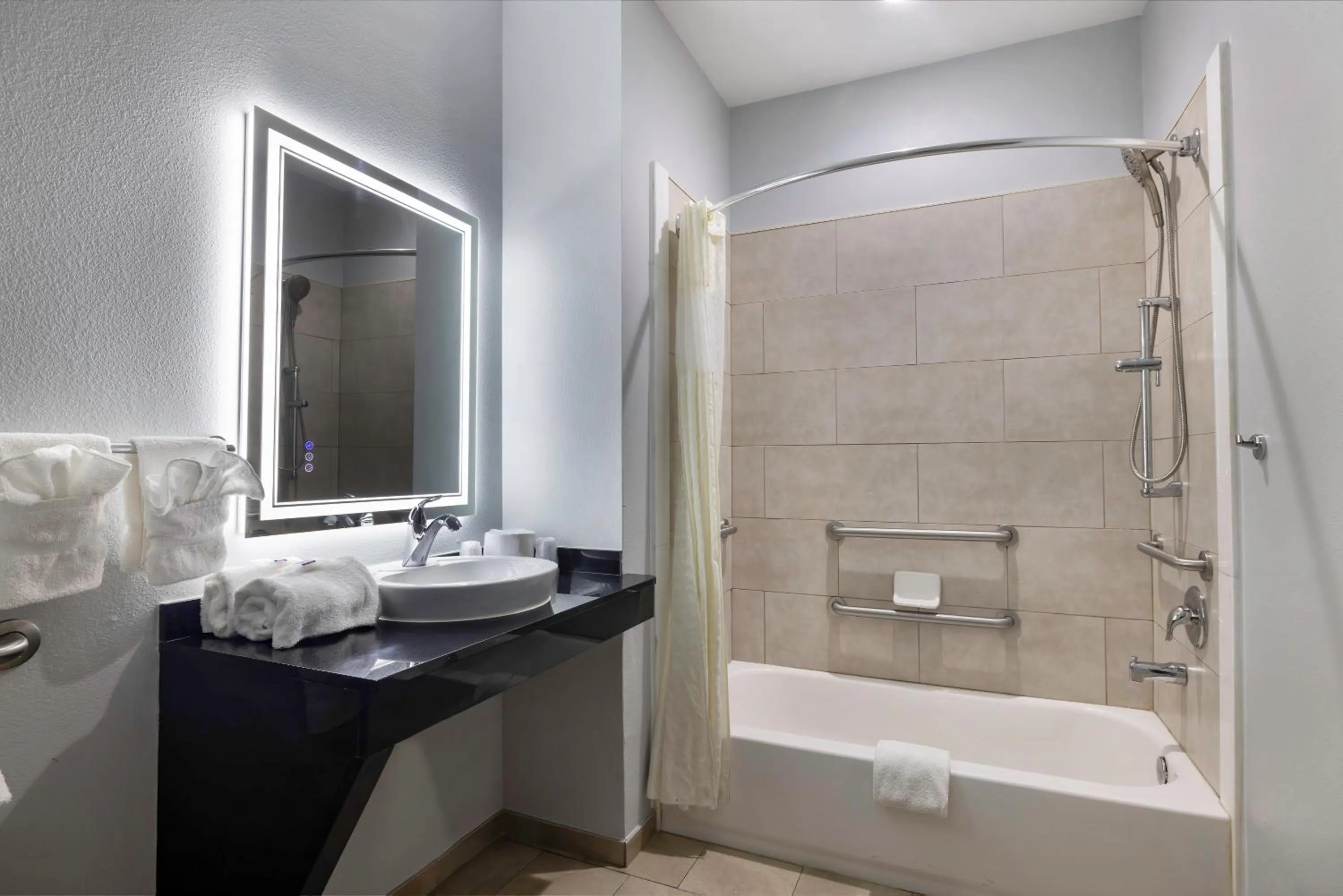 Bathroom in Studio 6 Suites Texas City, TX I 45 South