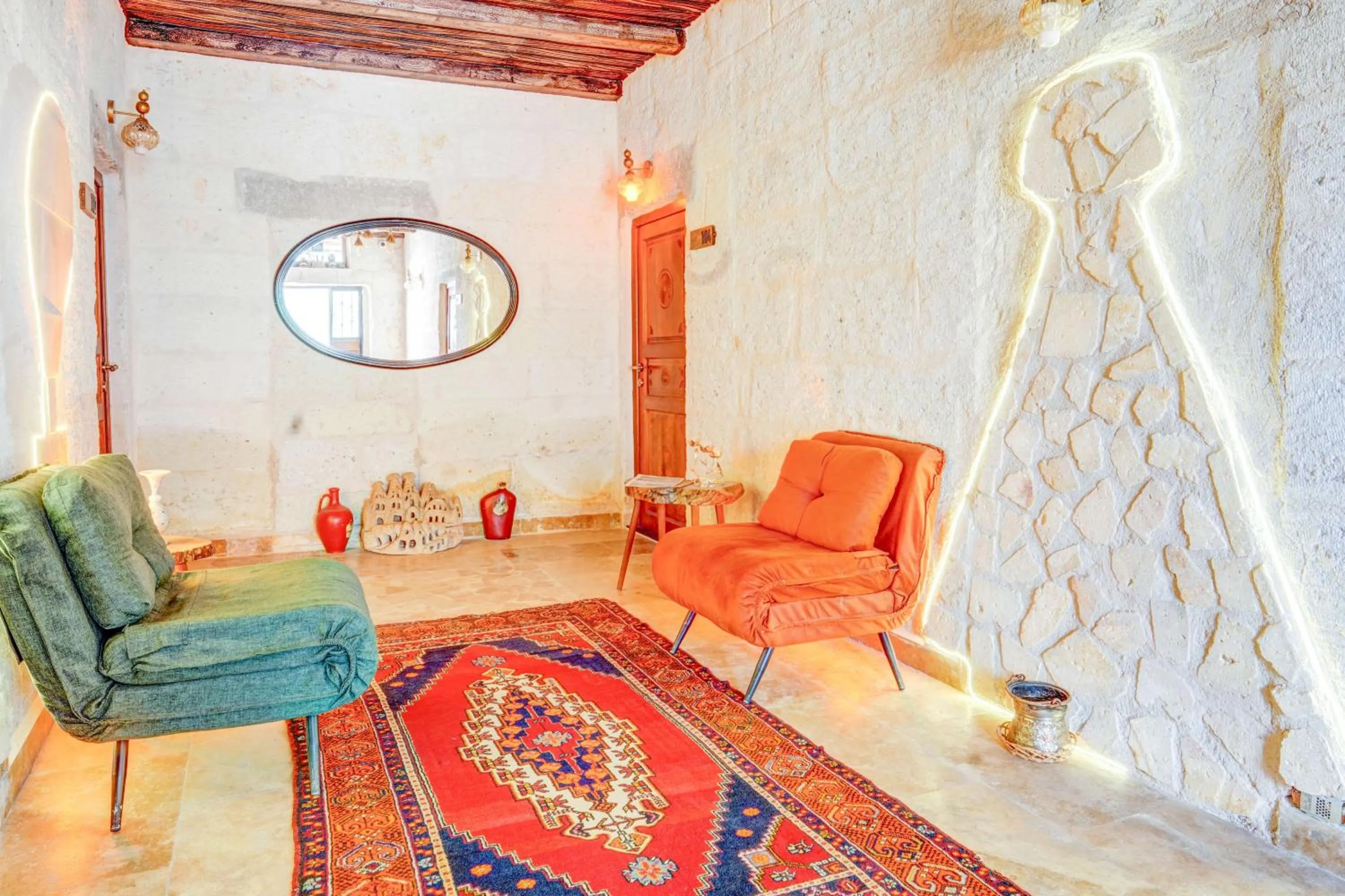 Seating area in Ceran Stone House