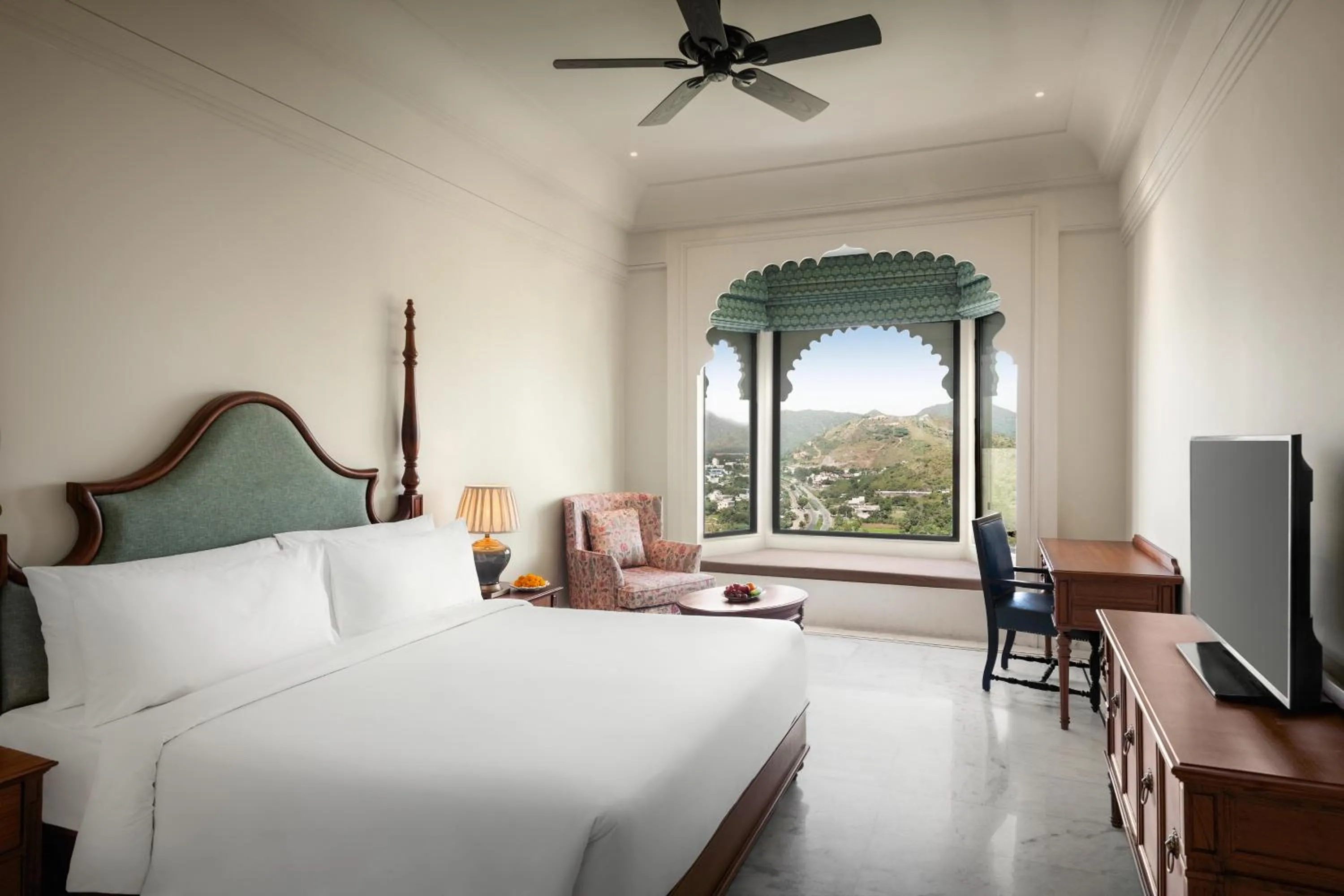 View (from property/room), Bed in Bhairavgarh Palace Udaipur