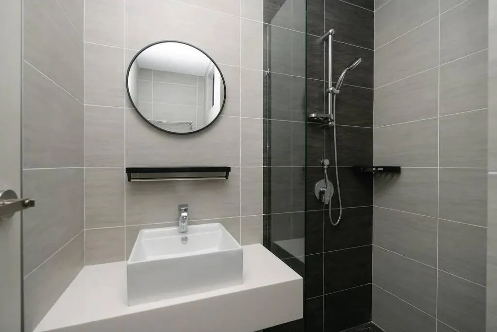 Shower in Cozy Skyline Retreat at Trion KL, Level 63