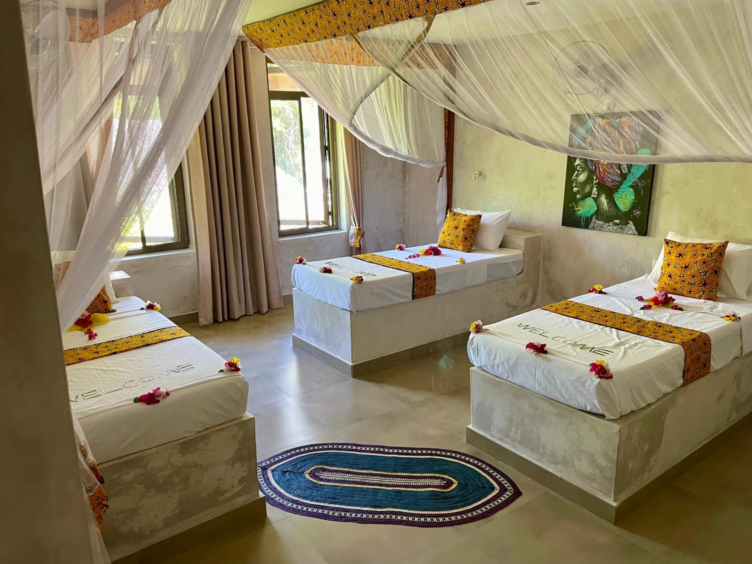 Bed in Blue Reef Sport & Fishing Lodge and Bungalows
