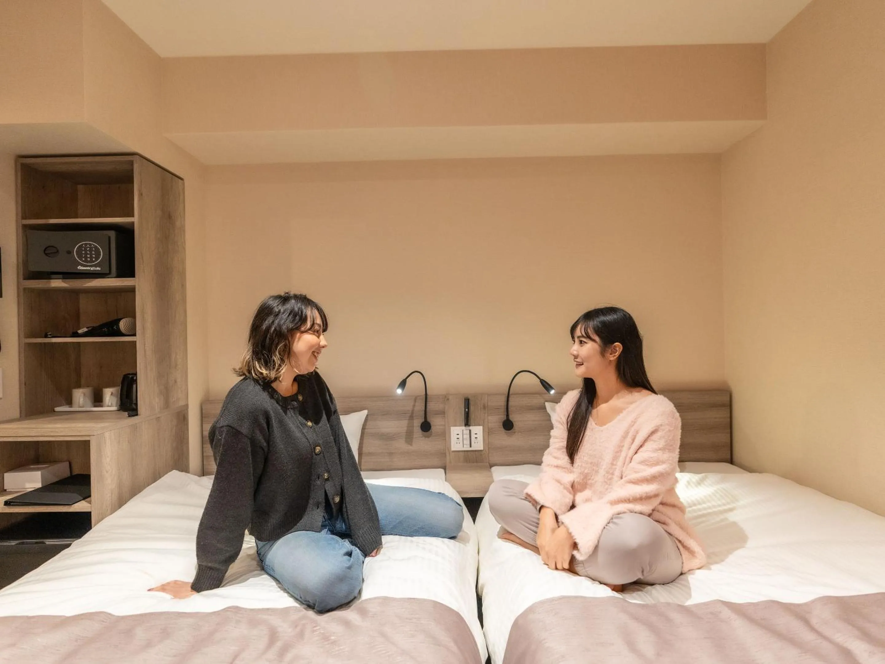 People, Bed in Hotel Sanrriott Shinsaibashi