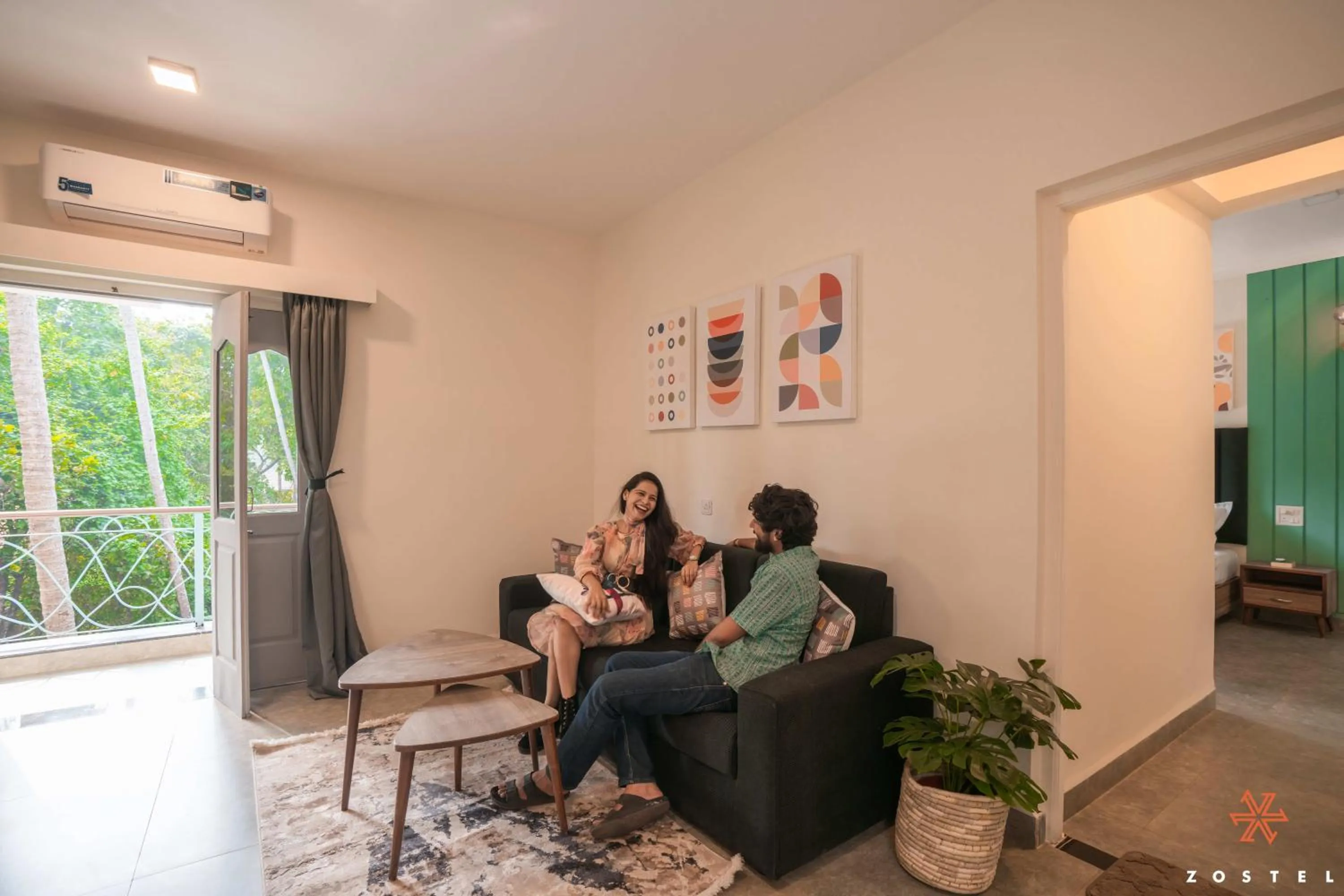 Seating area in Zostel Goa (Anjuna)