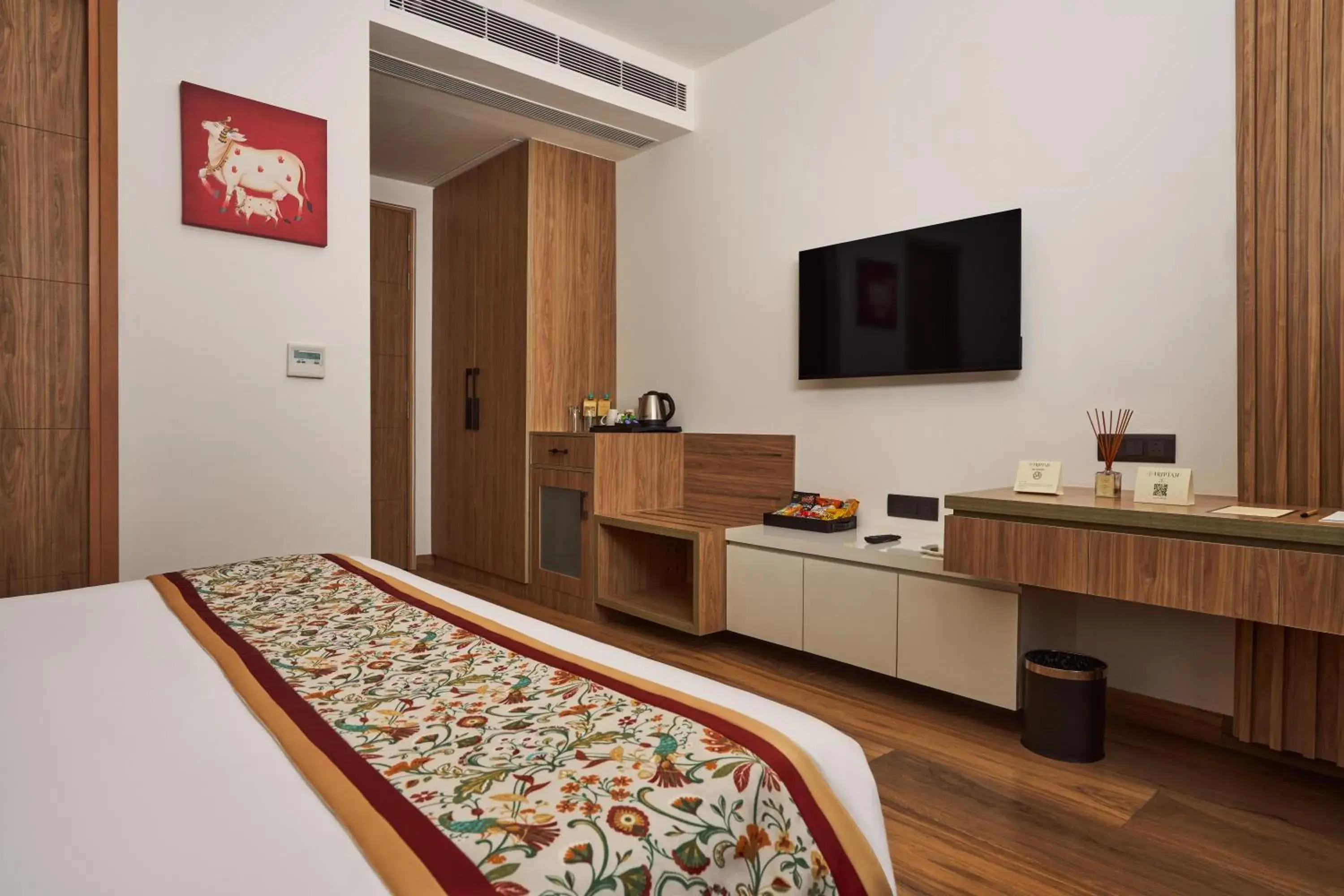 Bedroom, Bed in Triptam Vrindavan Bedroom, Bed in Triptam Vrindavan