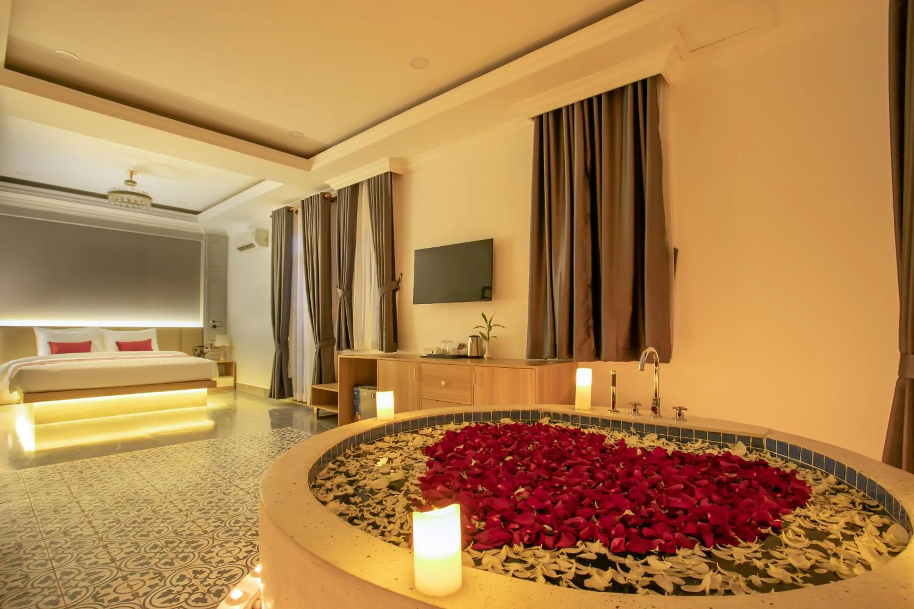 Bath, Bed in Cambana Poipet Hotel