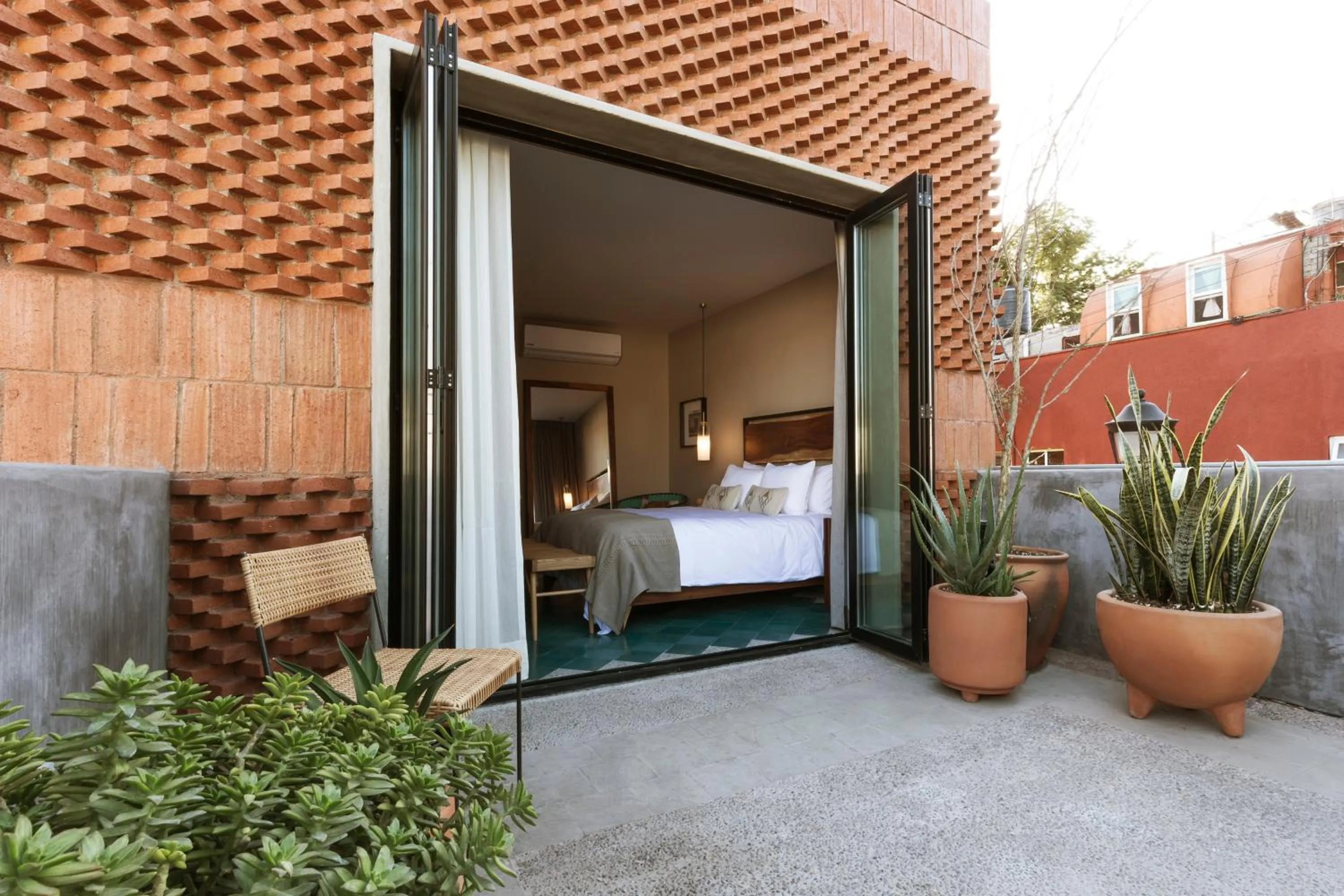 Balcony/Terrace, Bed in Macondo Arte Oaxaca