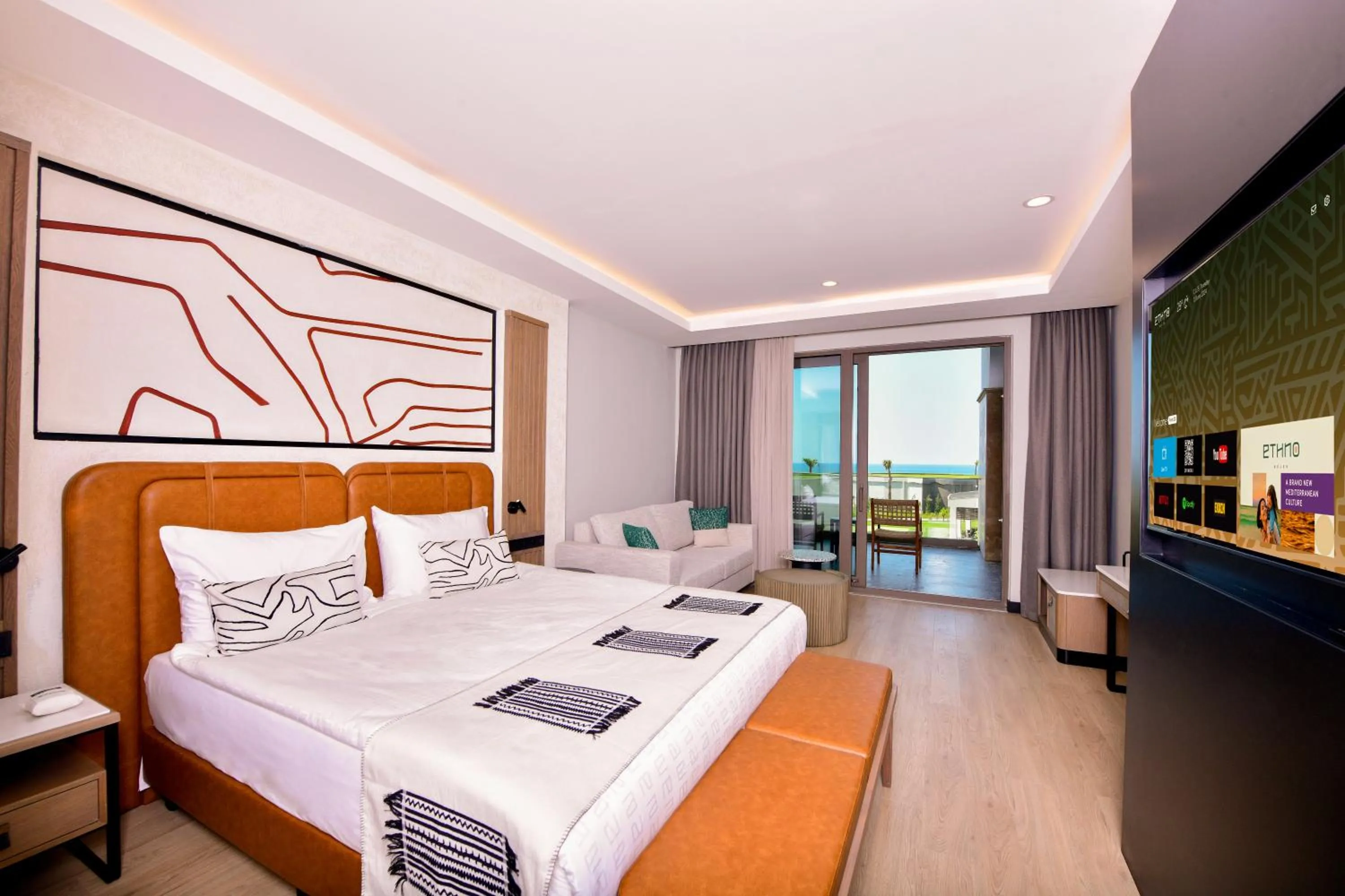 Communal lounge/ TV room, Bed in Ethno Belek