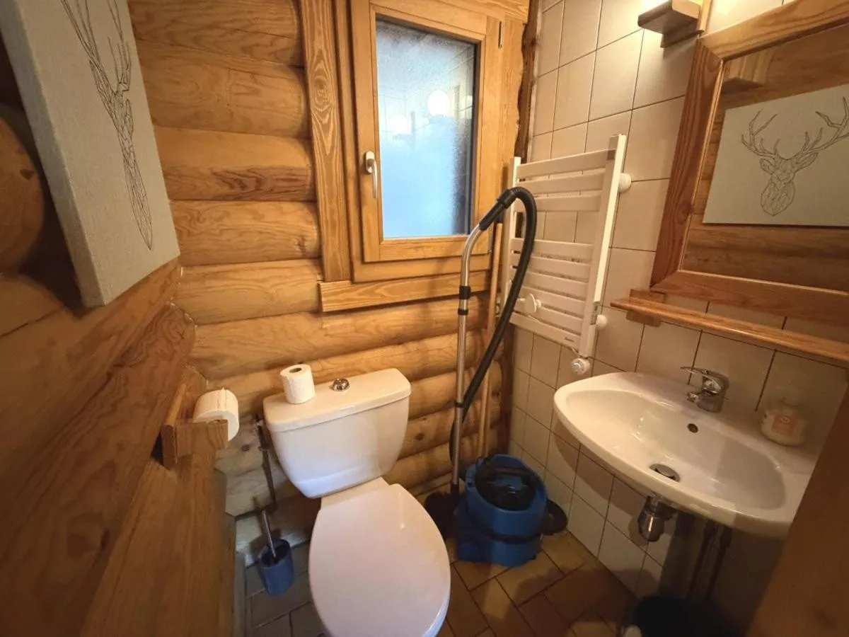 Bathroom in LE GRAND CERF Chalet en rondins avec SPA Jacuzzi