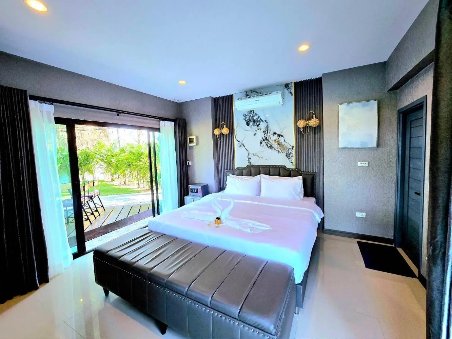 Bed in SkyBird Lake View Resort Khaoyai