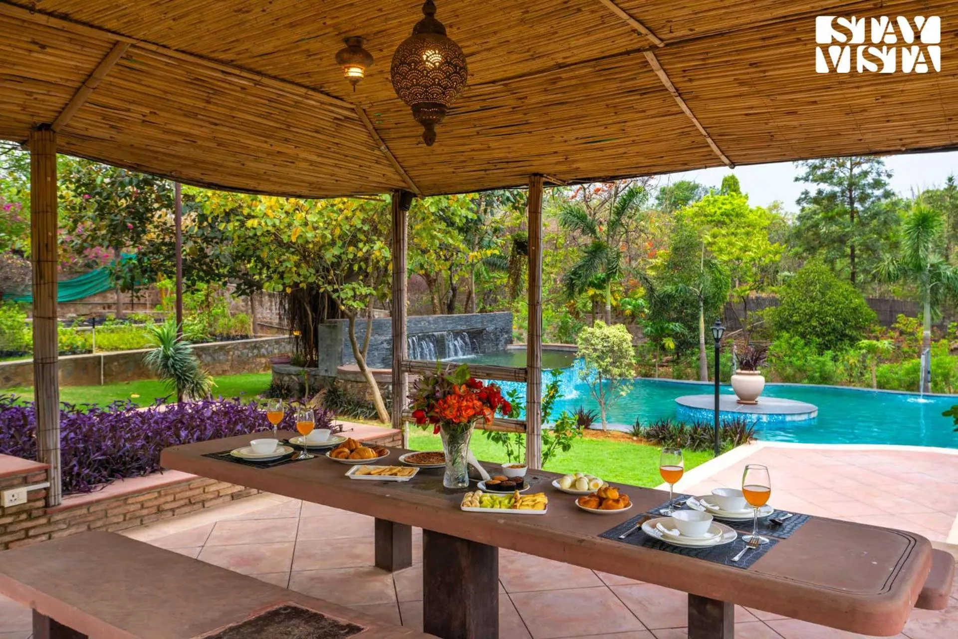 Food and drinks in StayVista at Maple Farms with Pool, BBQ & Bonfire