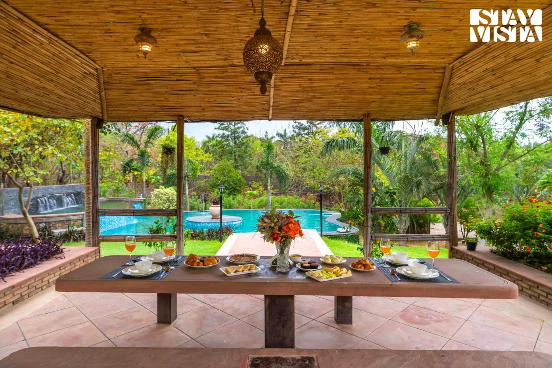 Swimming pool in StayVista at Maple Farms with Pool, BBQ & Bonfire