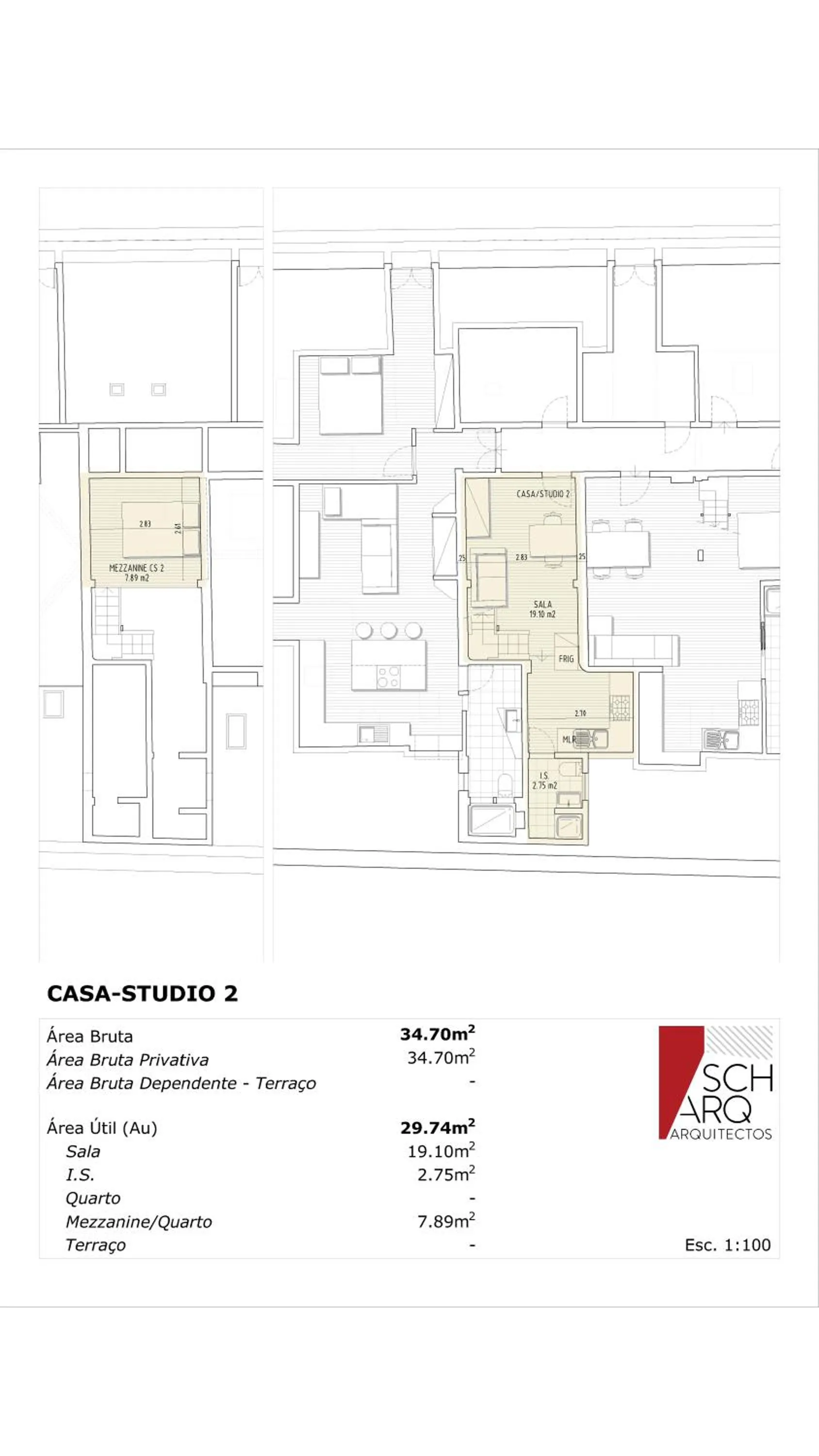 Floor plan in Studios with Mezzanine Rua da Moeda