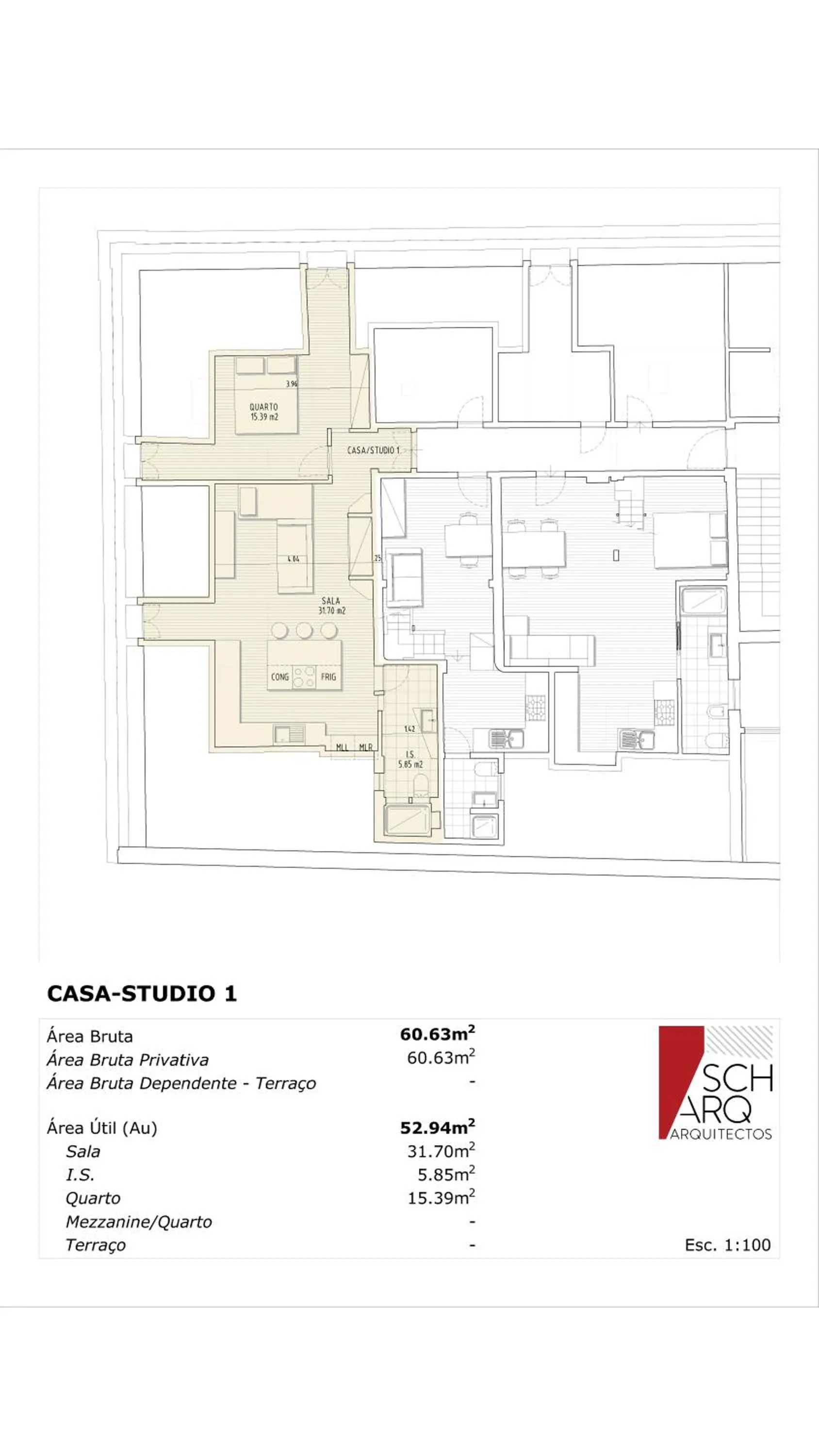 Floor plan in Studios with Mezzanine Rua da Moeda