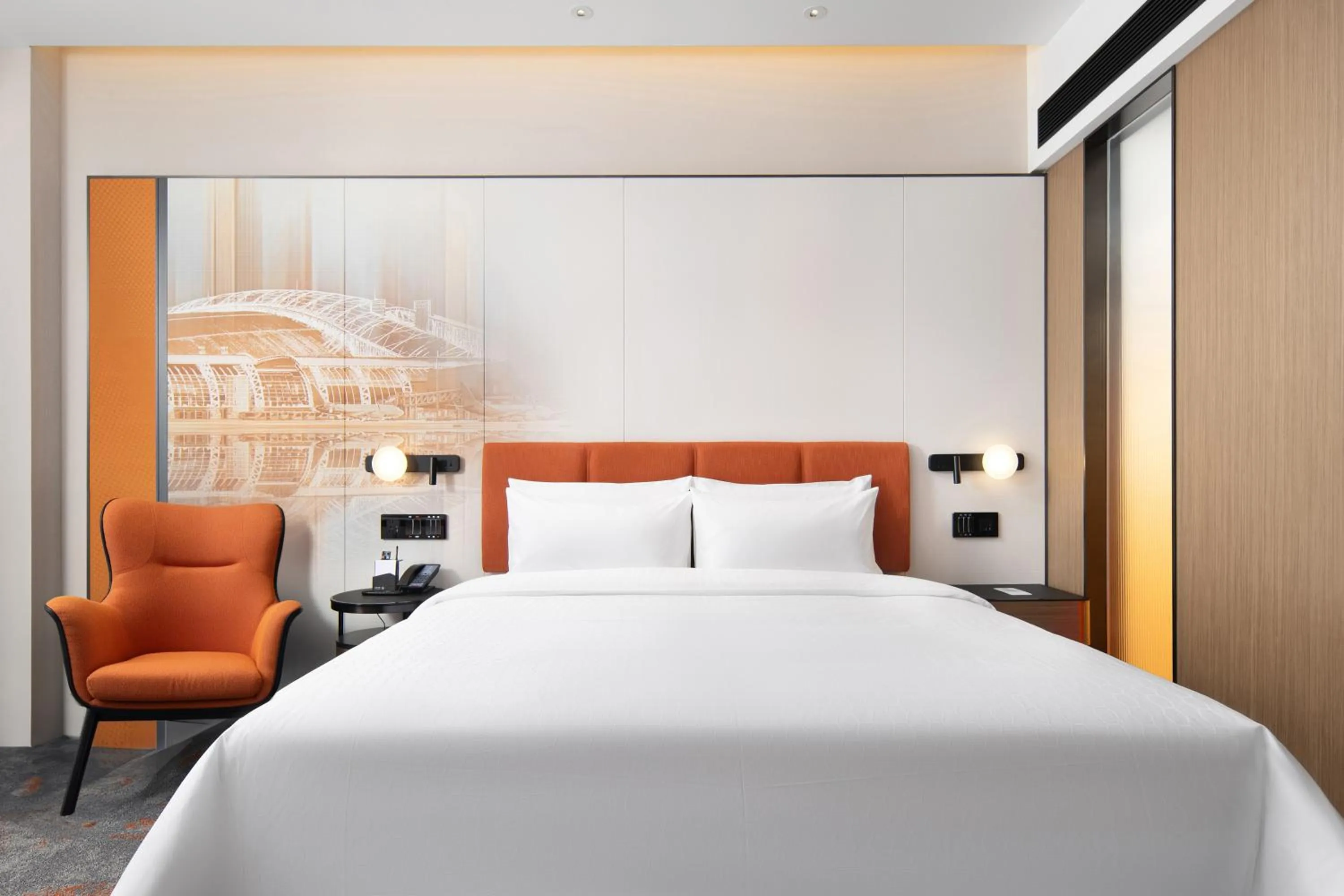 Bed in Hampton by Hilton Guangzhou Renhe Baiyun Airport-Free Shuttle Bus During The Canton Fair