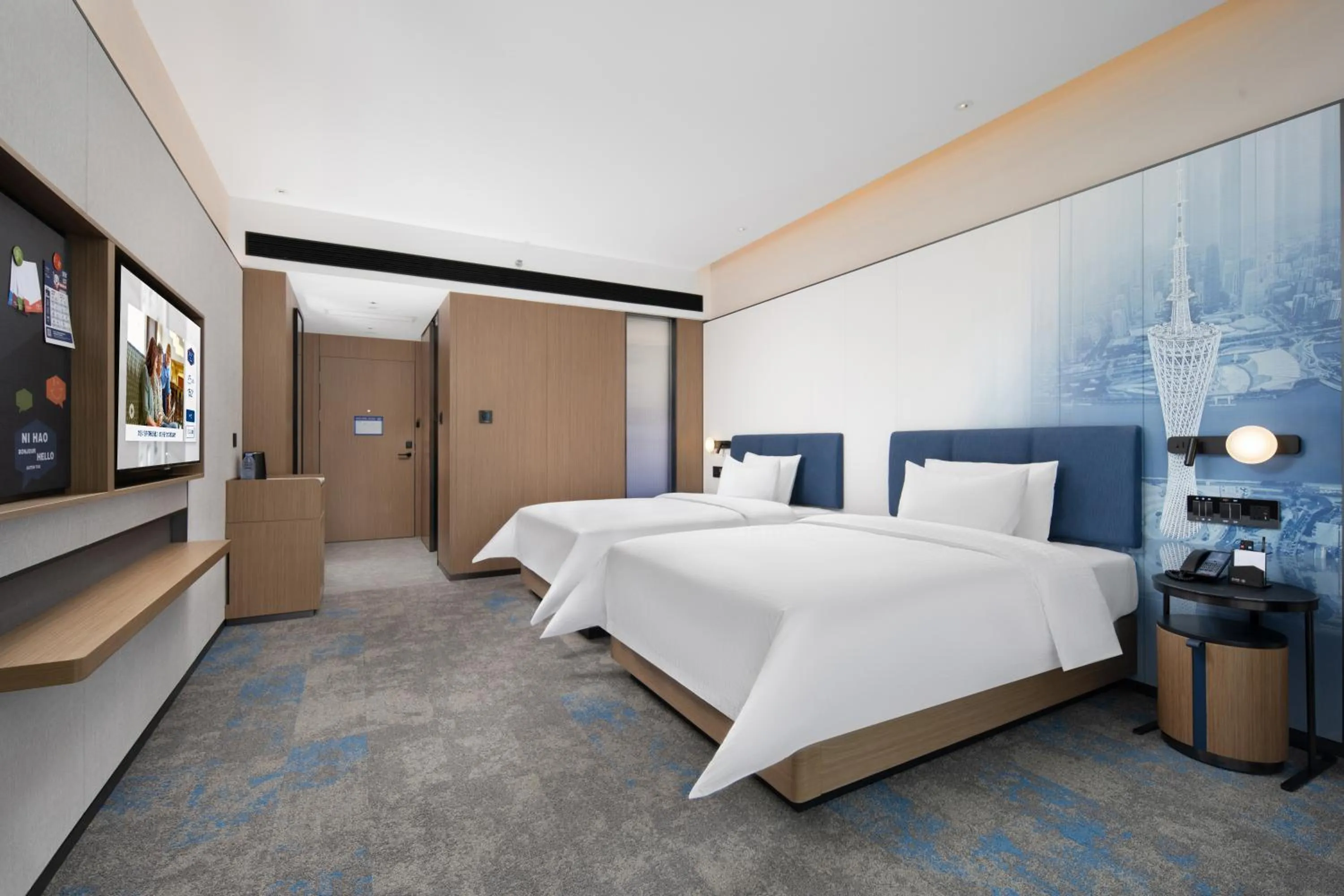 Bed in Hampton by Hilton Guangzhou Renhe Baiyun Airport-Free Shuttle Bus During The Canton Fair