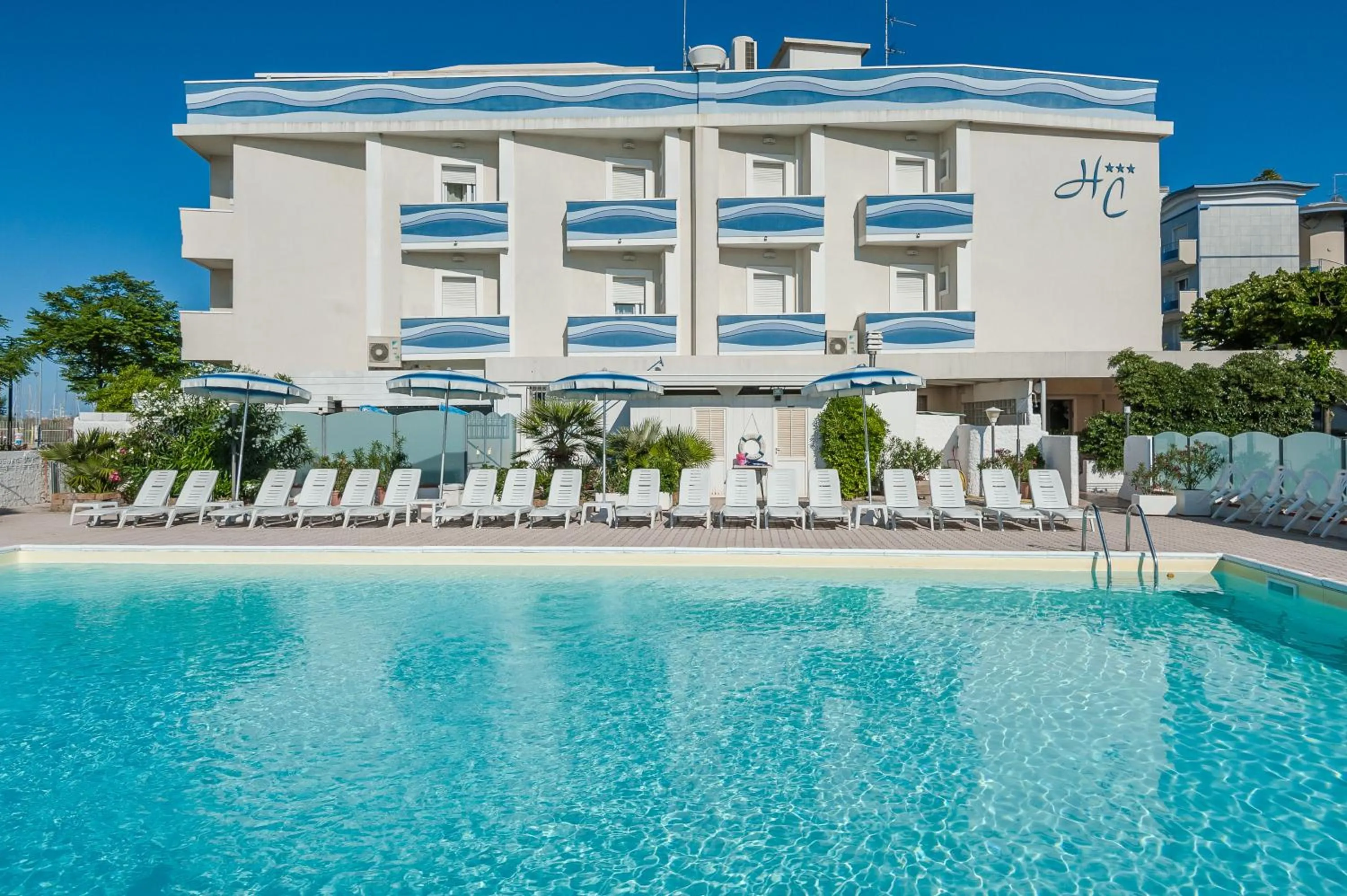 Pool view in Hotel Corinna