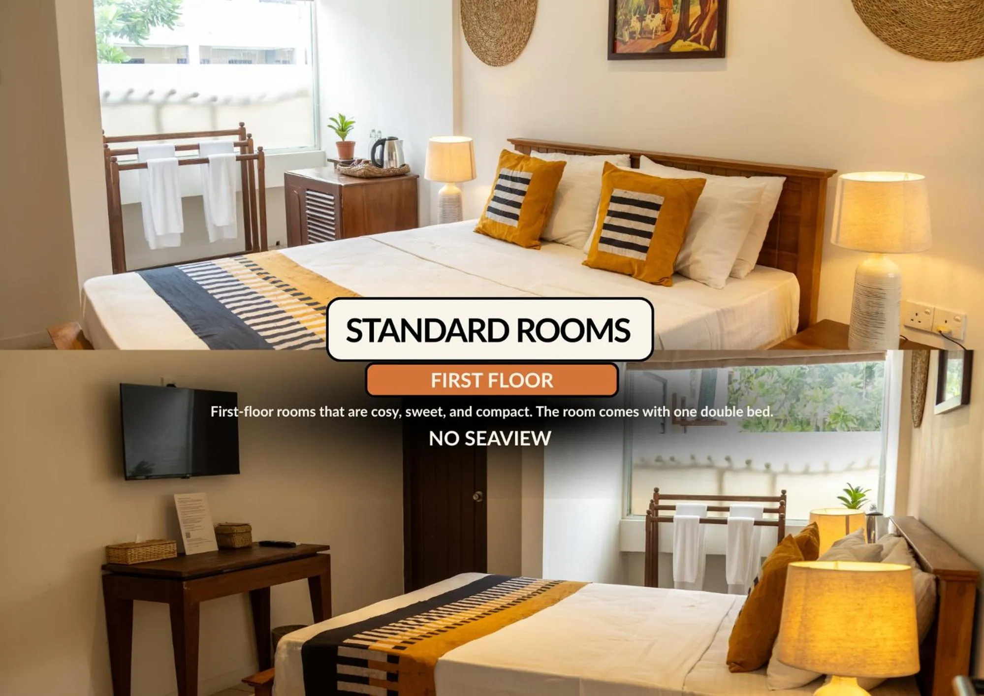 Bed in Neevana Hotel Hikkaduwa