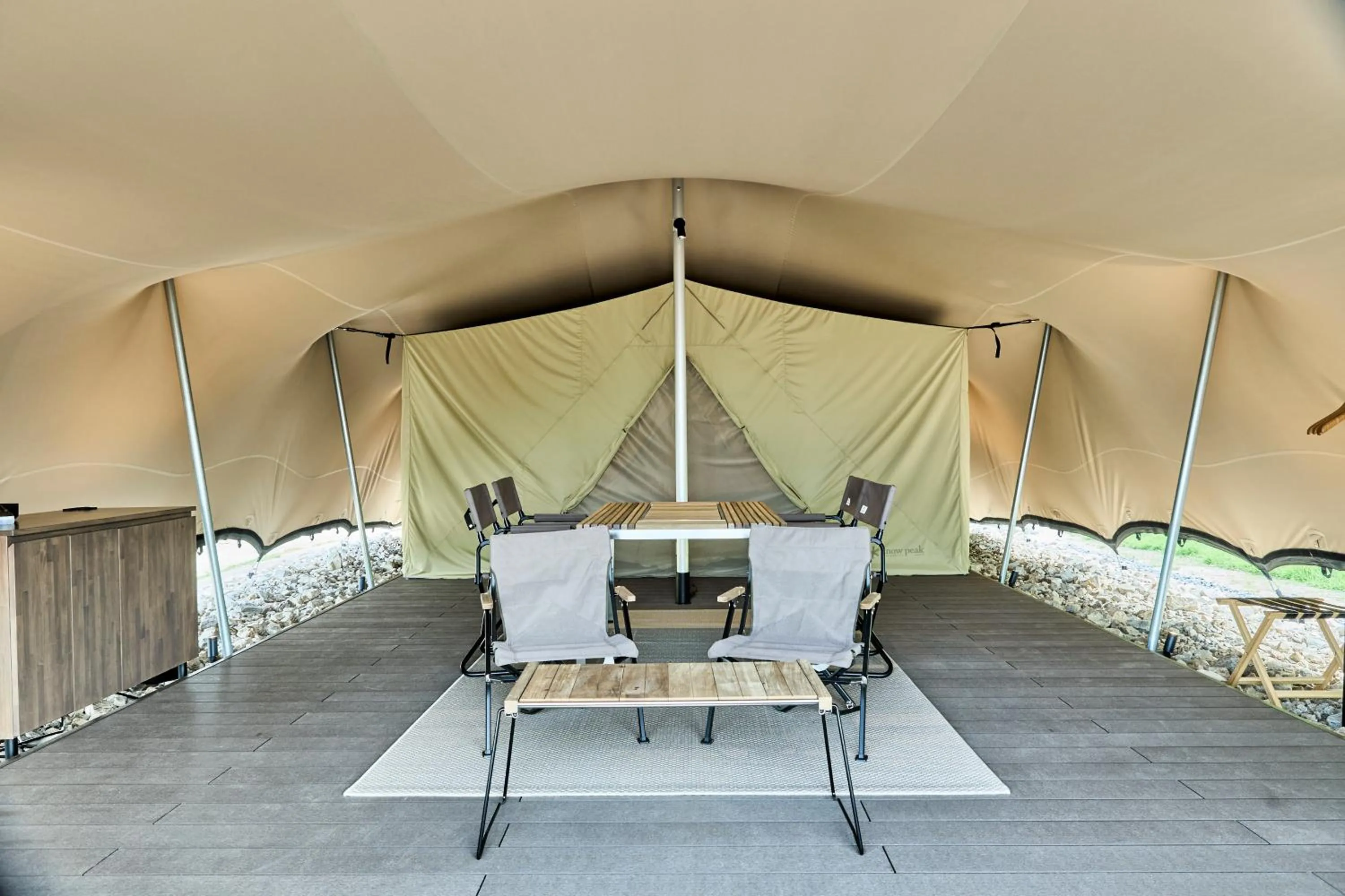 Living room in Snow Peak YAKEI SUITE ABURAYAMA FUKUOKA