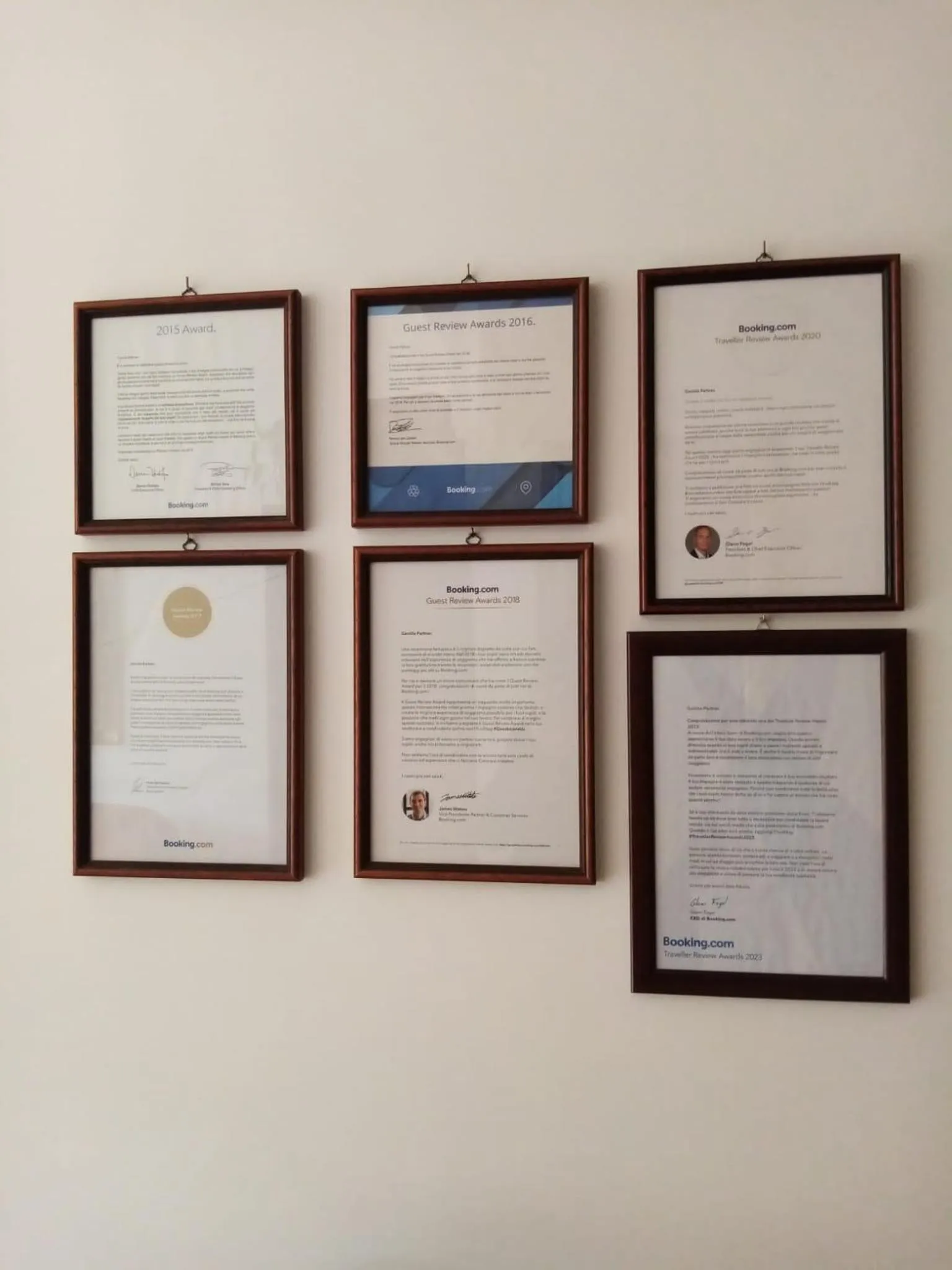 Certificate/Award in La Giara B&B