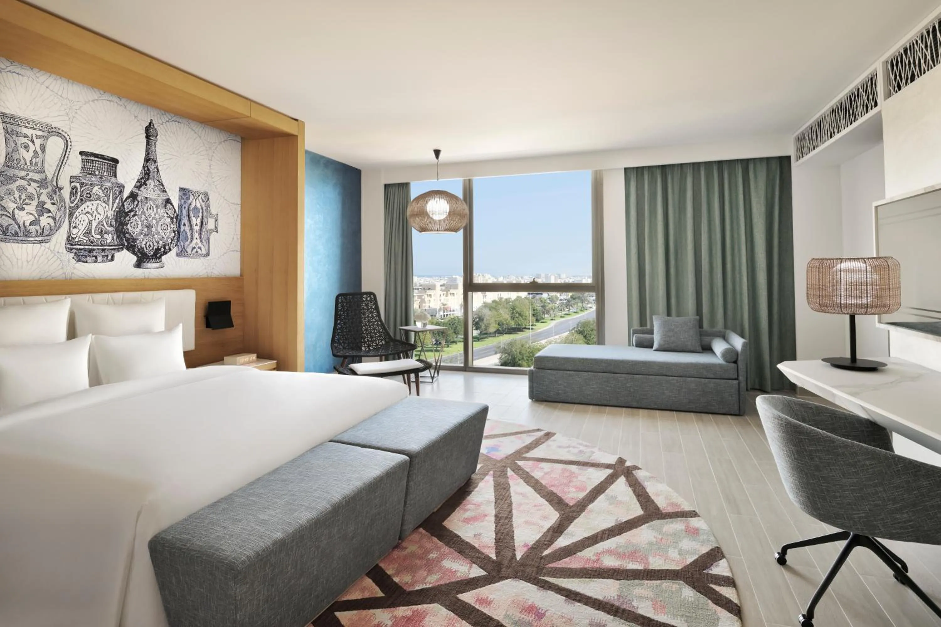 View (from property/room), Bed in Mövenpick Hotel & Apartments Ghala Muscat