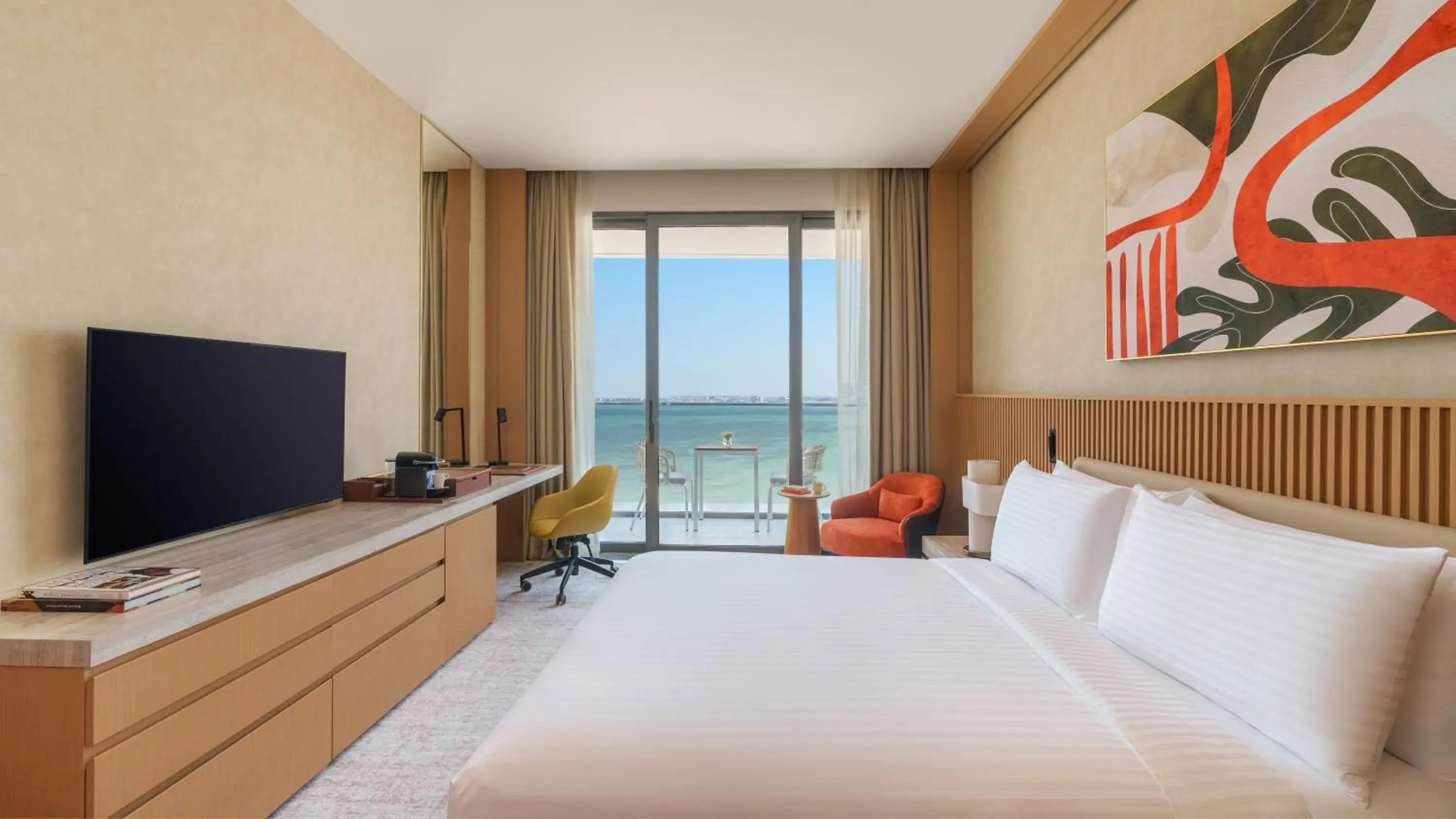 Sea view, Bed in Rixos Premium Qetaifan Island North Sea view, Bed in Rixos Premium Qetaifan Island North