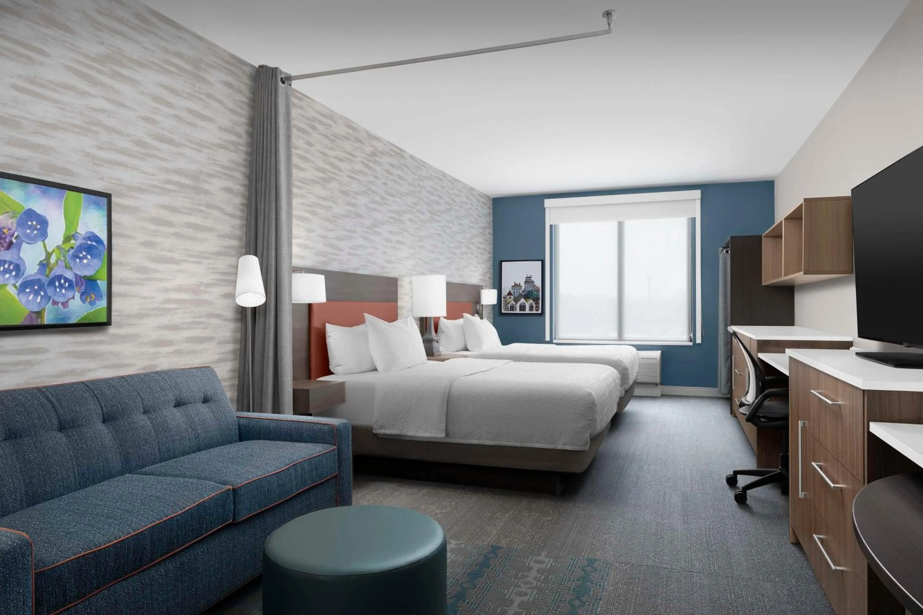 Living room, Bed in Home2 Suites By Hilton Falls Church