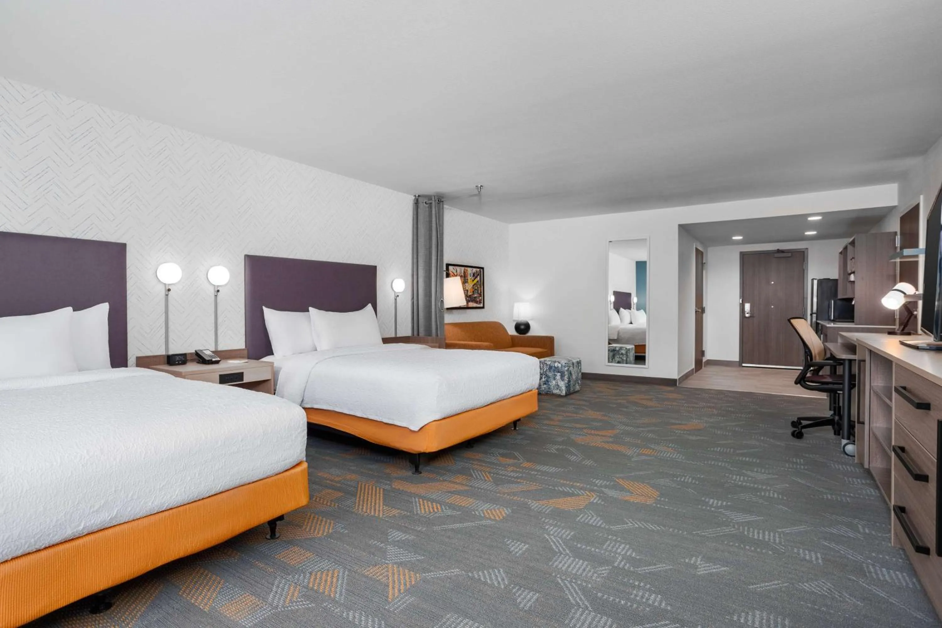 Living room, Bed in Home2 Suites By Hilton Indianapolis North At Intech Park