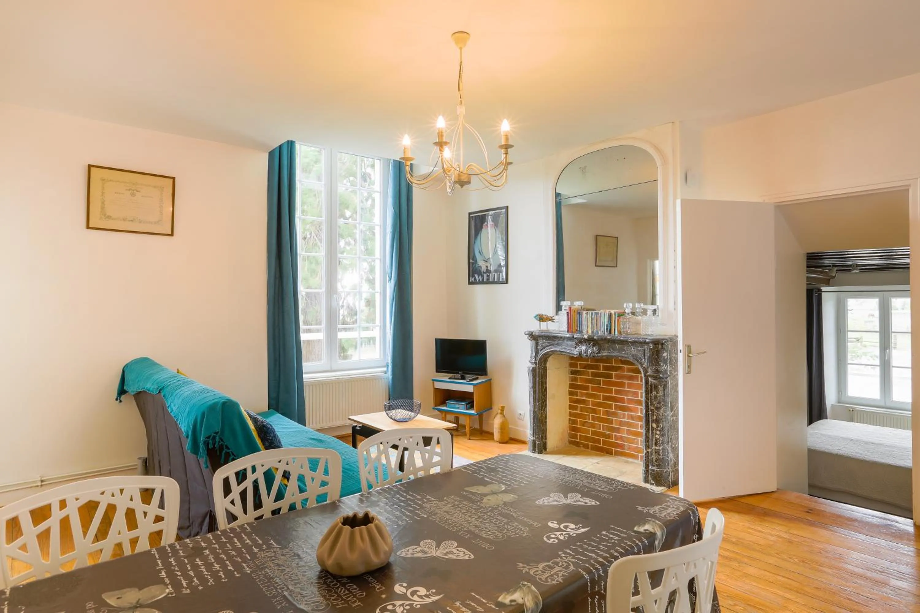 Living room in Château Turgot Gîtes