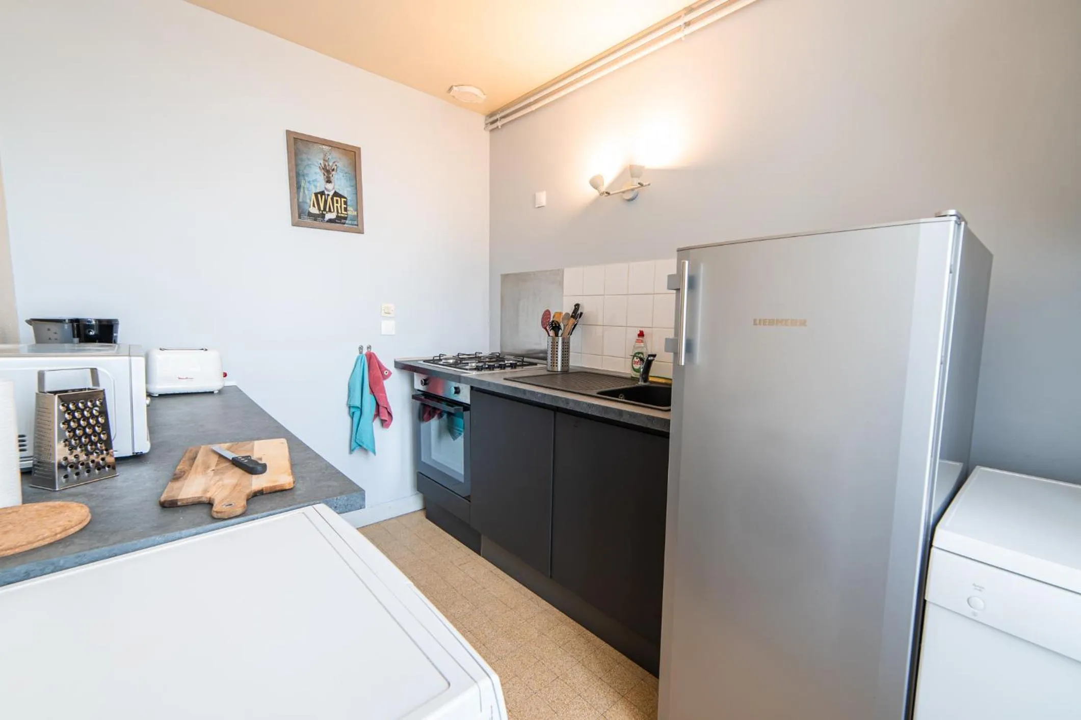 kitchen, Bed in Château Turgot Gîtes