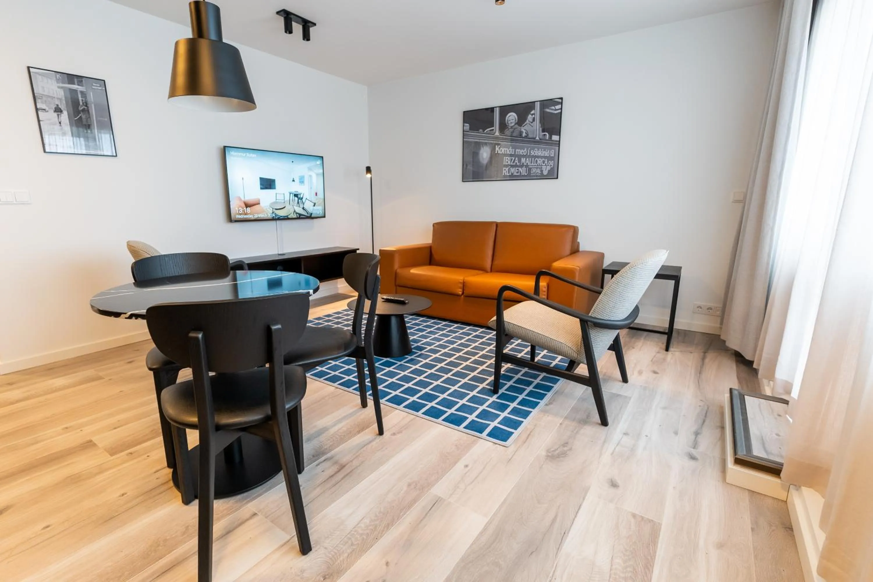 Living room in Hlemmur Suites