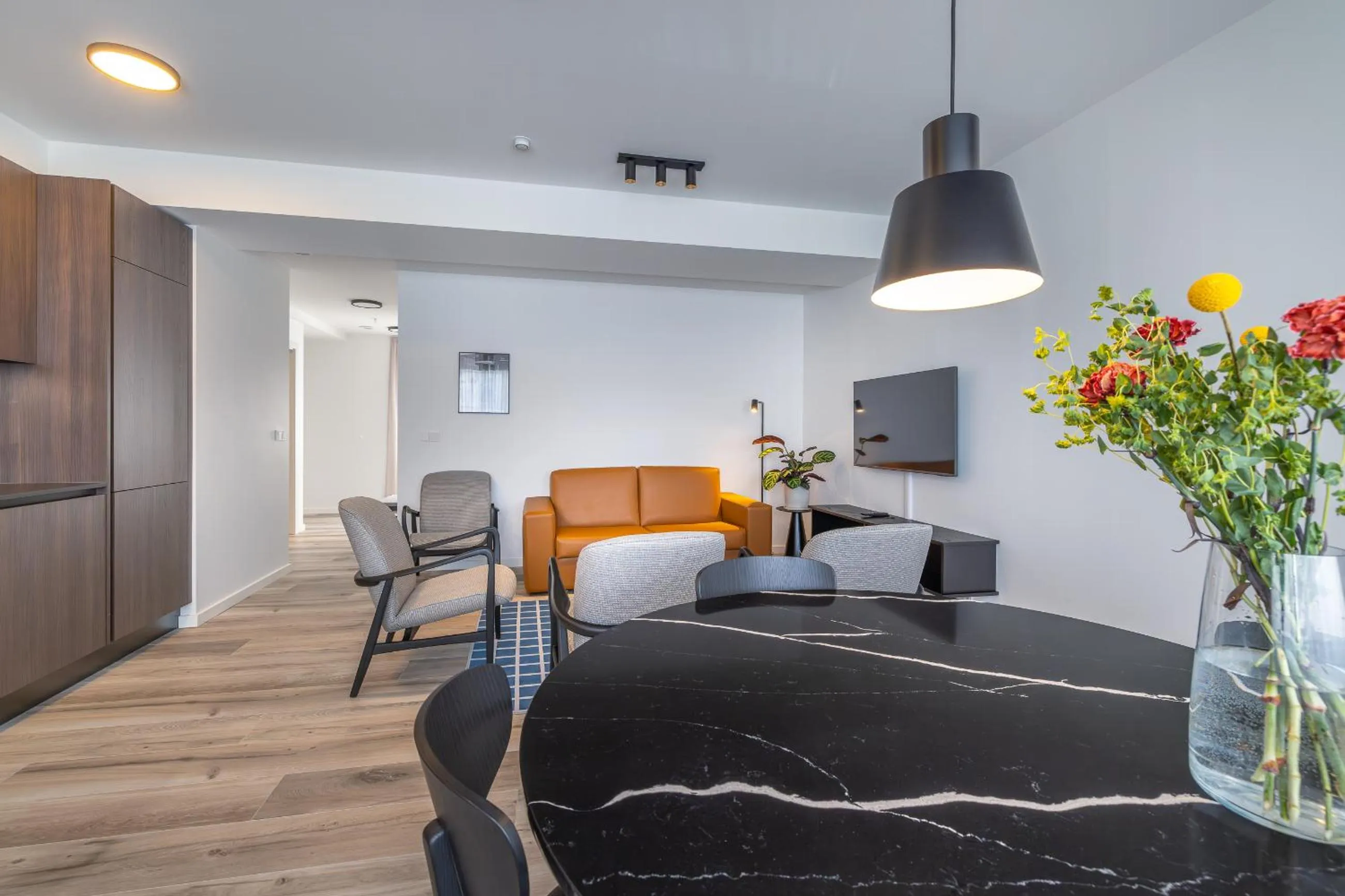 Living room in Hlemmur Suites