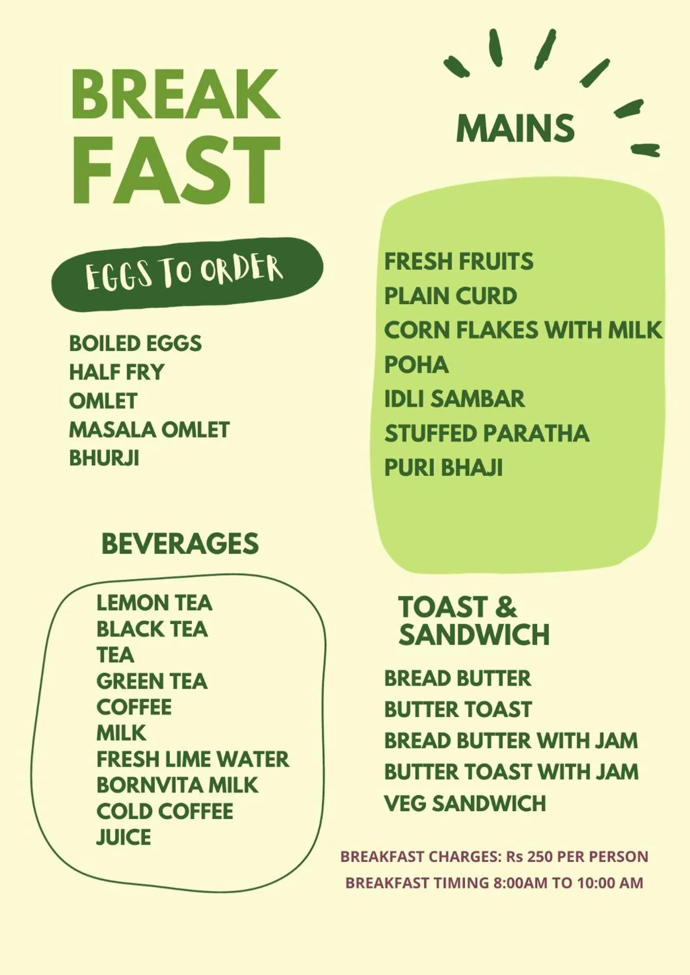 Breakfast in Hotel Kalinga