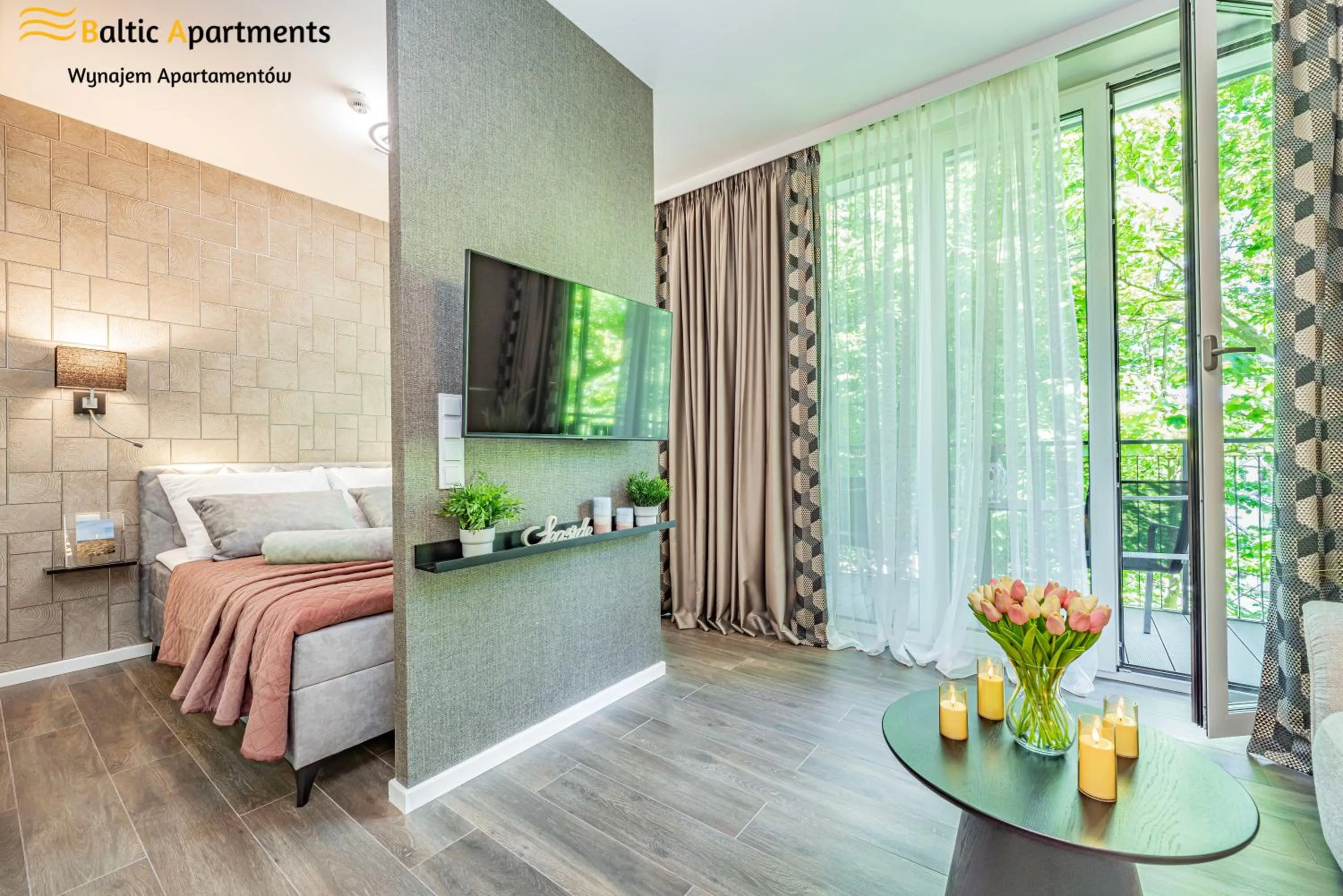 TV and multimedia, Bed in Seaside Garden Apartments & Wellness by Baltic Apartments